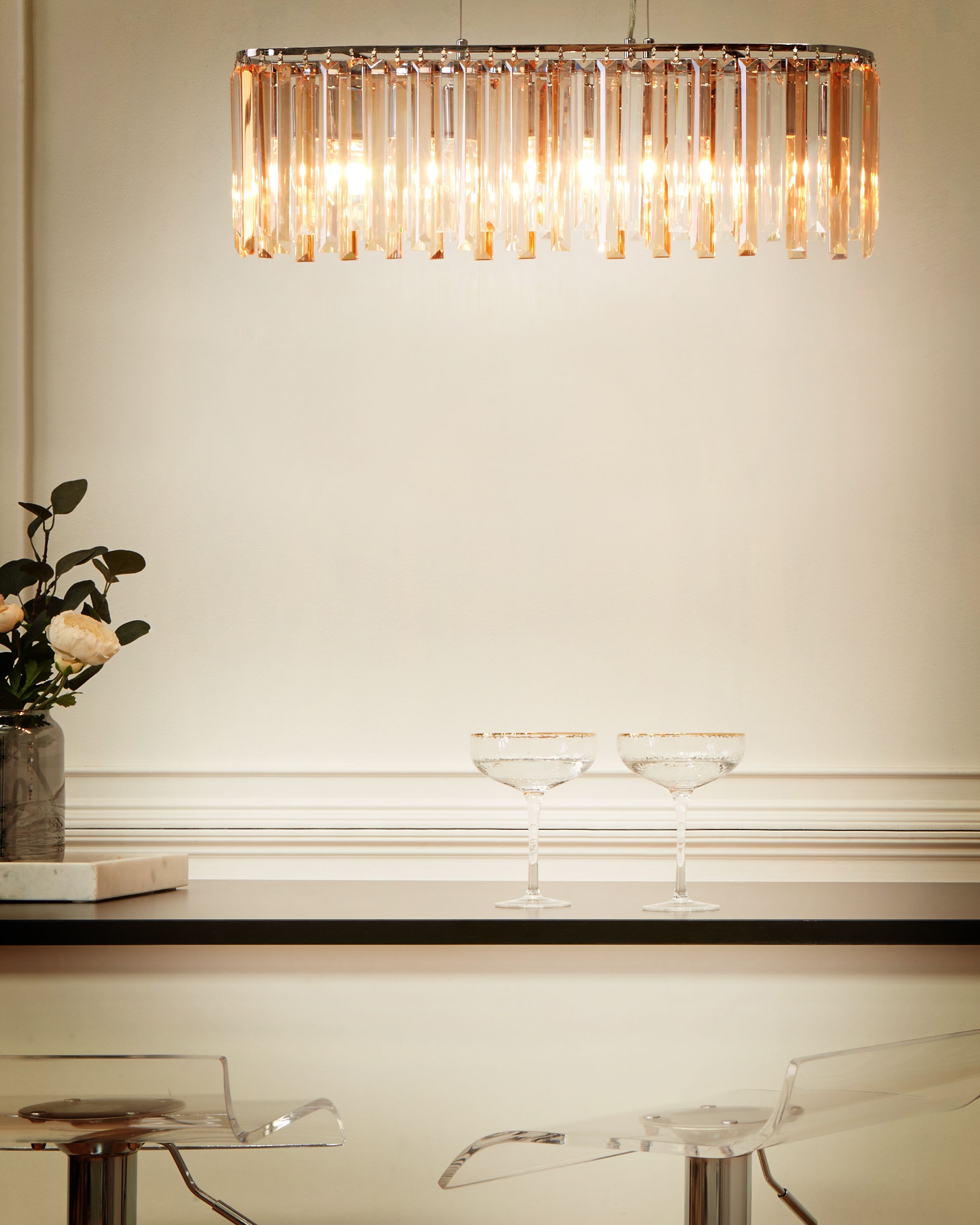 Chandelier MANDEO Glass Silver