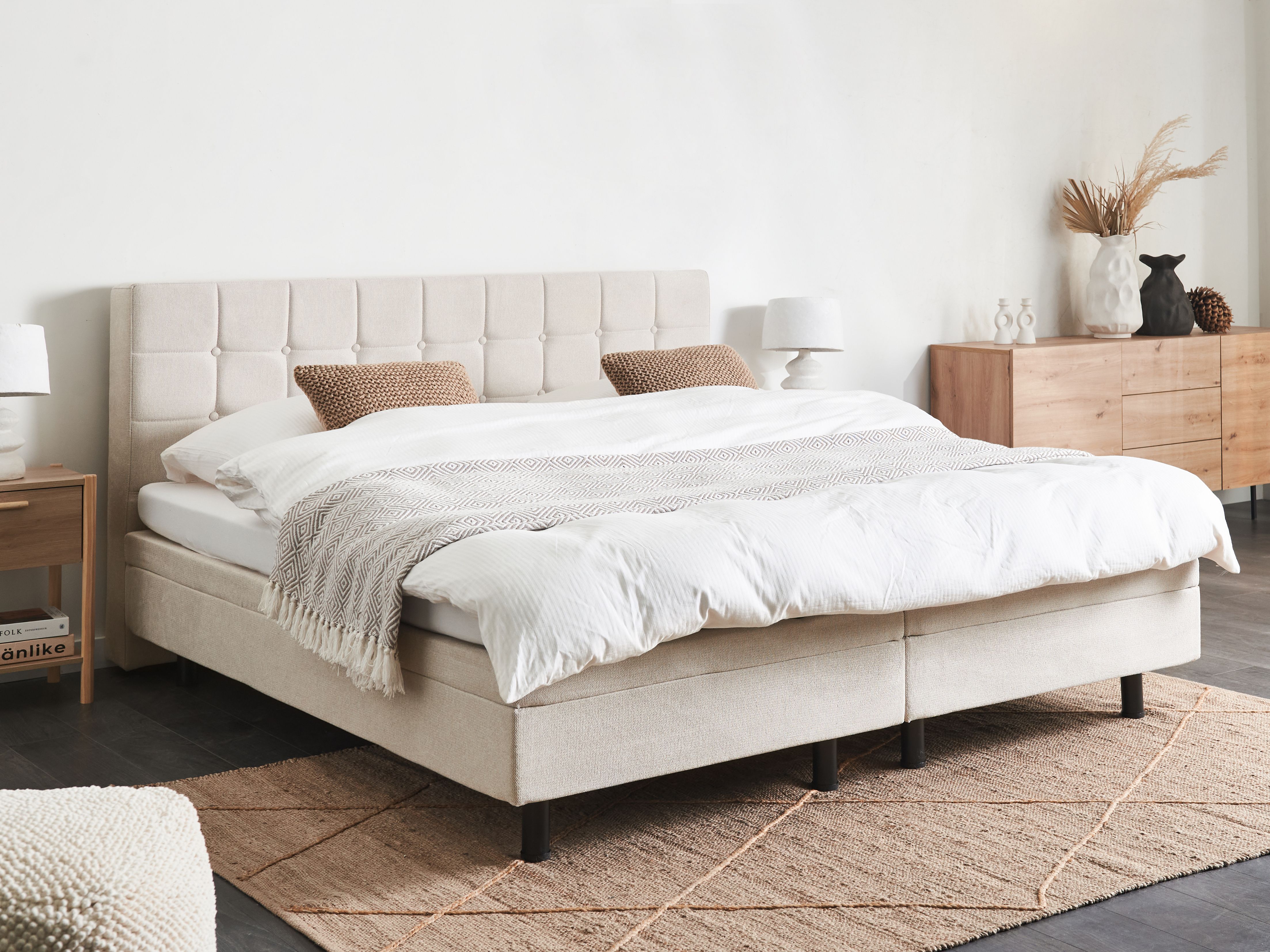 Adjustable Bed Fabric DUKE 180 x 200 cm (EU Super King) Light Beige