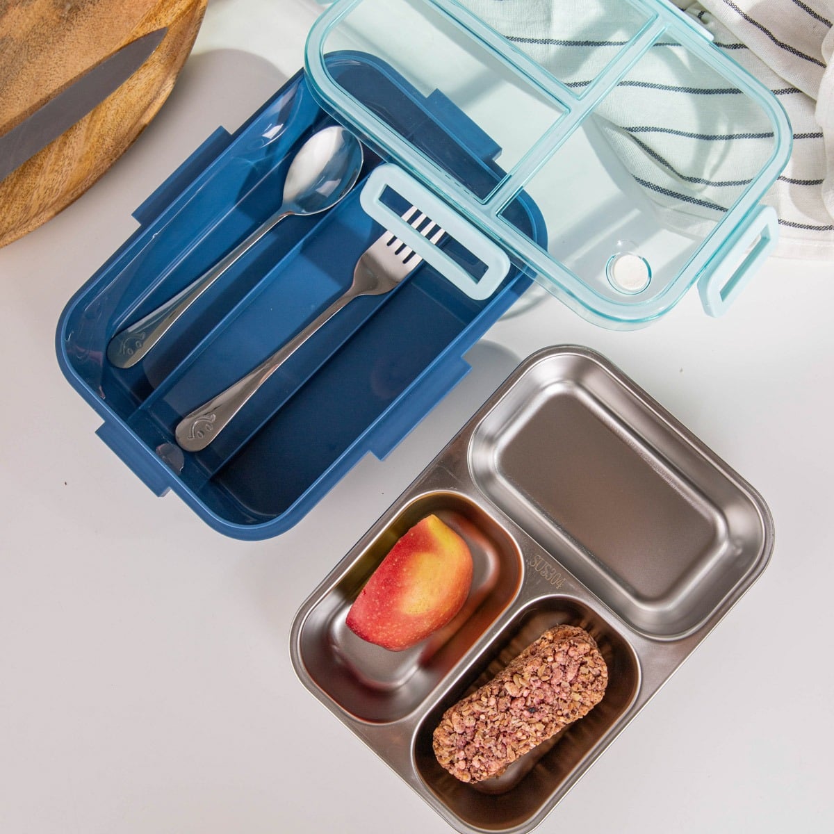 Lunchbox B2 DELVOR 3 elementy niebieski 0,75l