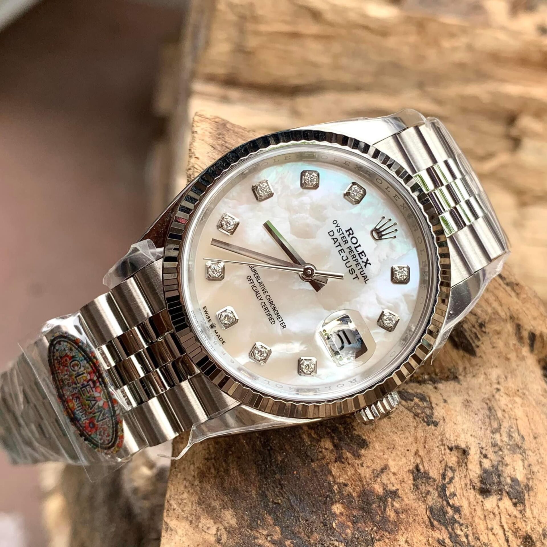 Rolex DateJust Replica Watch Natural Mother of Pearl Dial Moissanite Markers 41mm - Top club