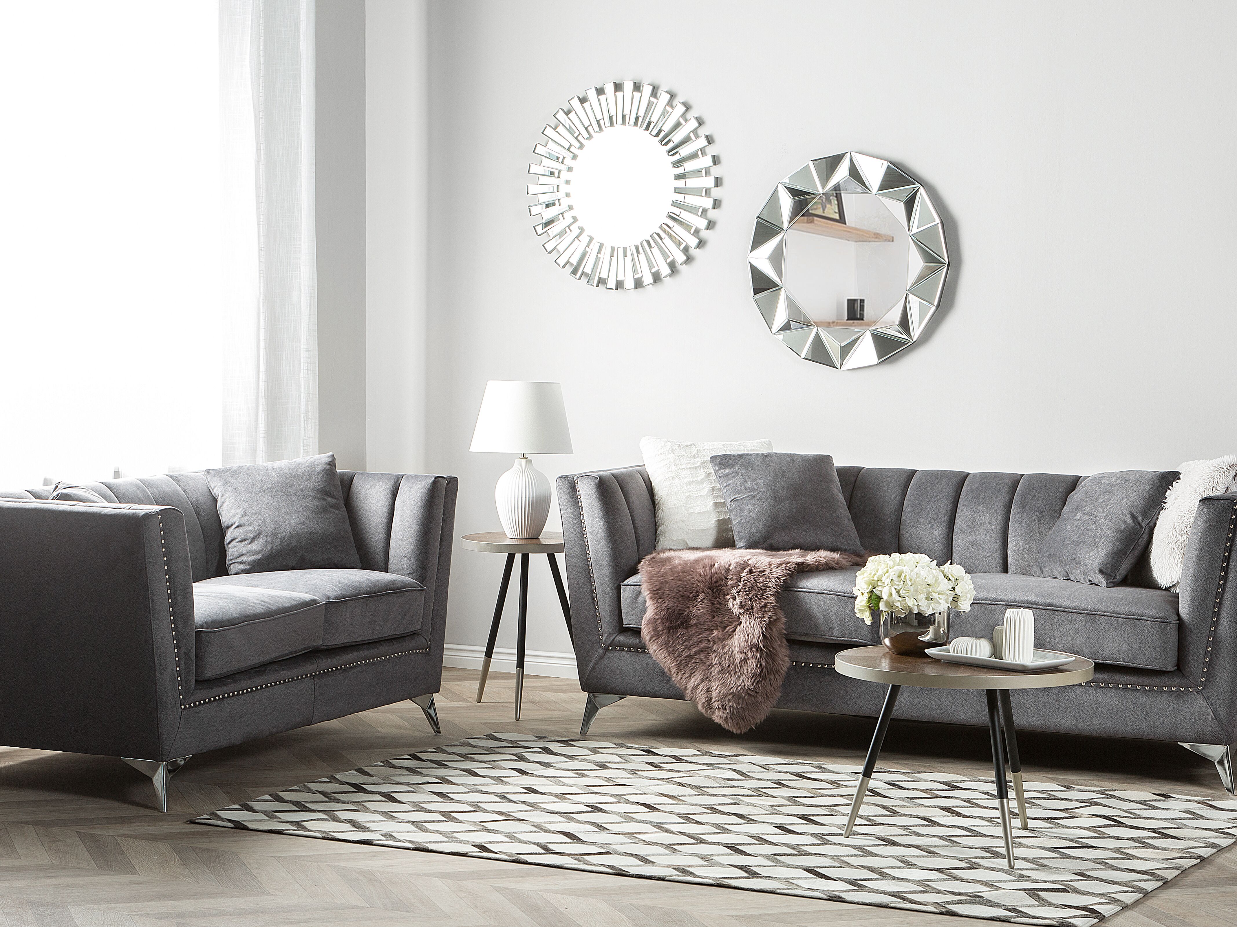 Living Room Set 5 Seater GAULA Velvet Grey