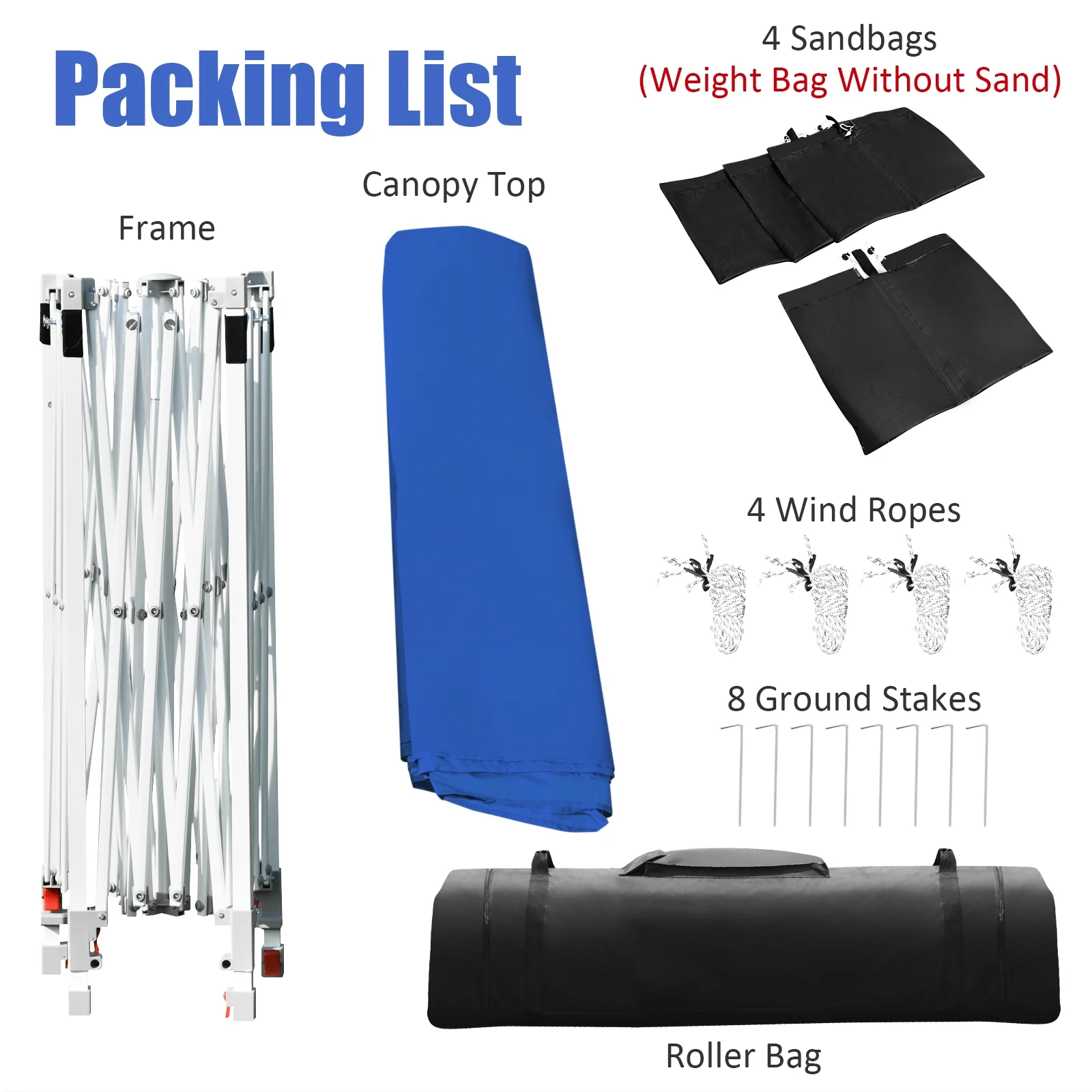 Patiojoy 10x17ft Pop up Canopy 3 Height Adjustment Folding Tent with Roller Bag White - Image 39