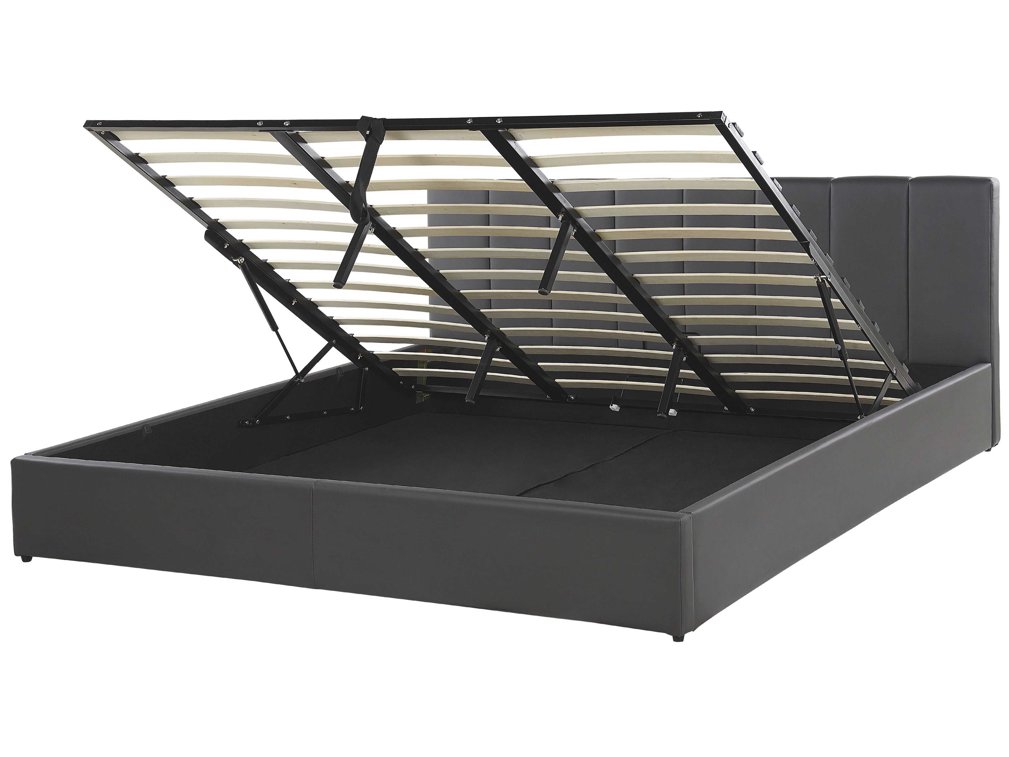 Ottoman Bed Faux Leather DREUX 180 x 200 cm (EU Super King) Dark Grey