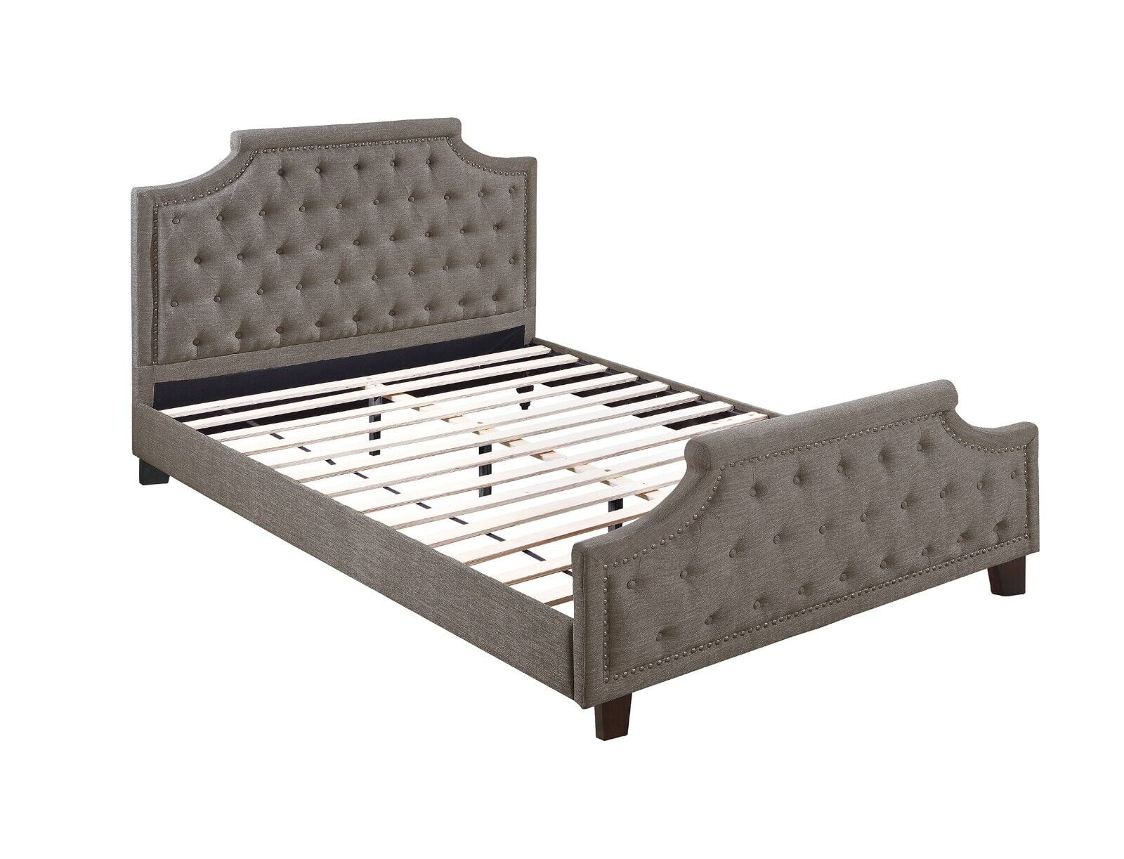 Beautiful Brown Polyfiber Button Tufted Headboard FB 1pcs Cal King Size Bed Modern Bedroom Furniture