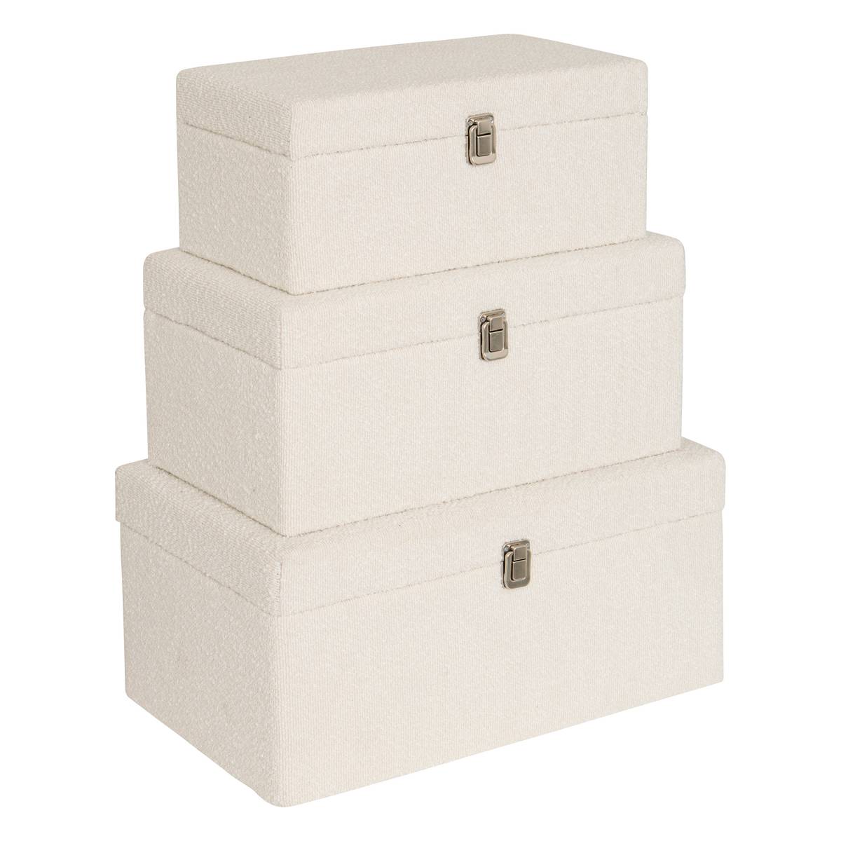 Set of 3 "Carlie" trunks White, 54x26 cm