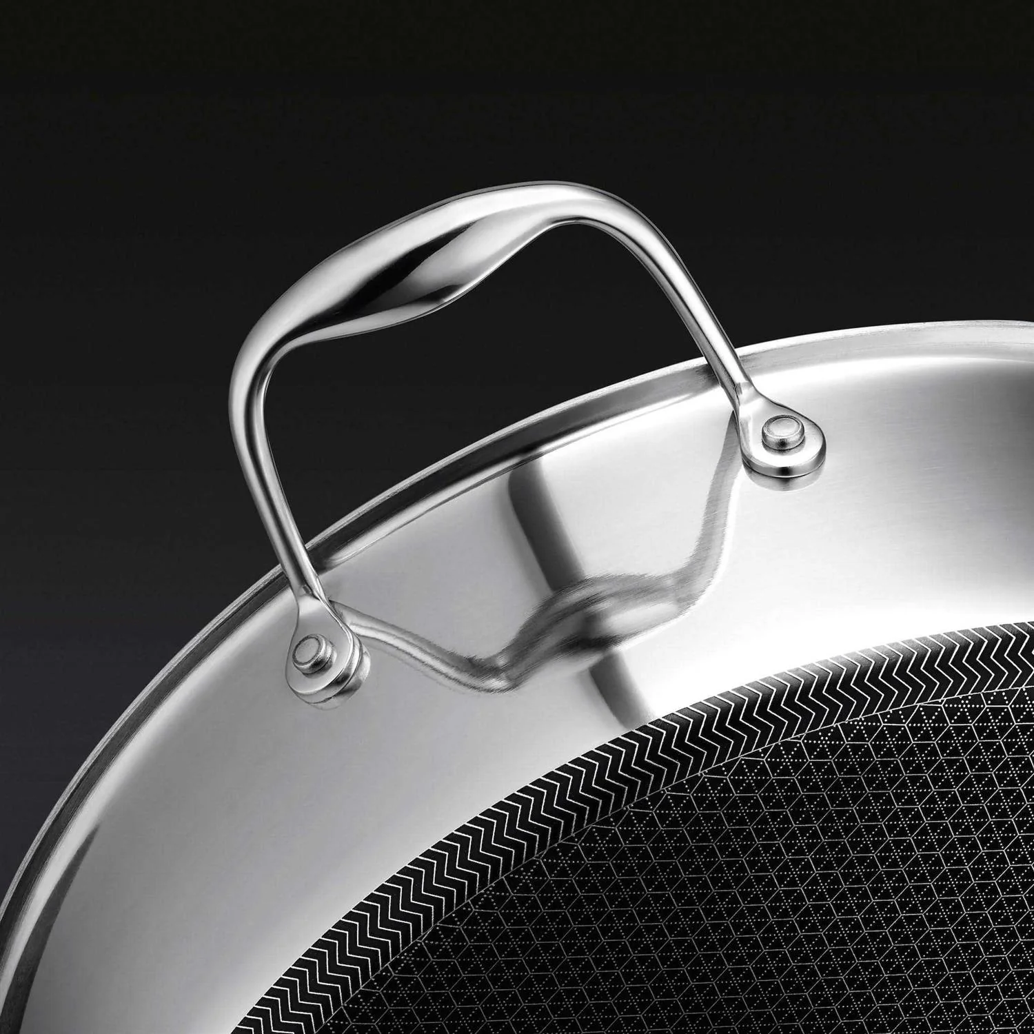 Hexclad Hybrid Stainless Steel 7 Quart Deep Saute Pan Fryer With Glass Lid