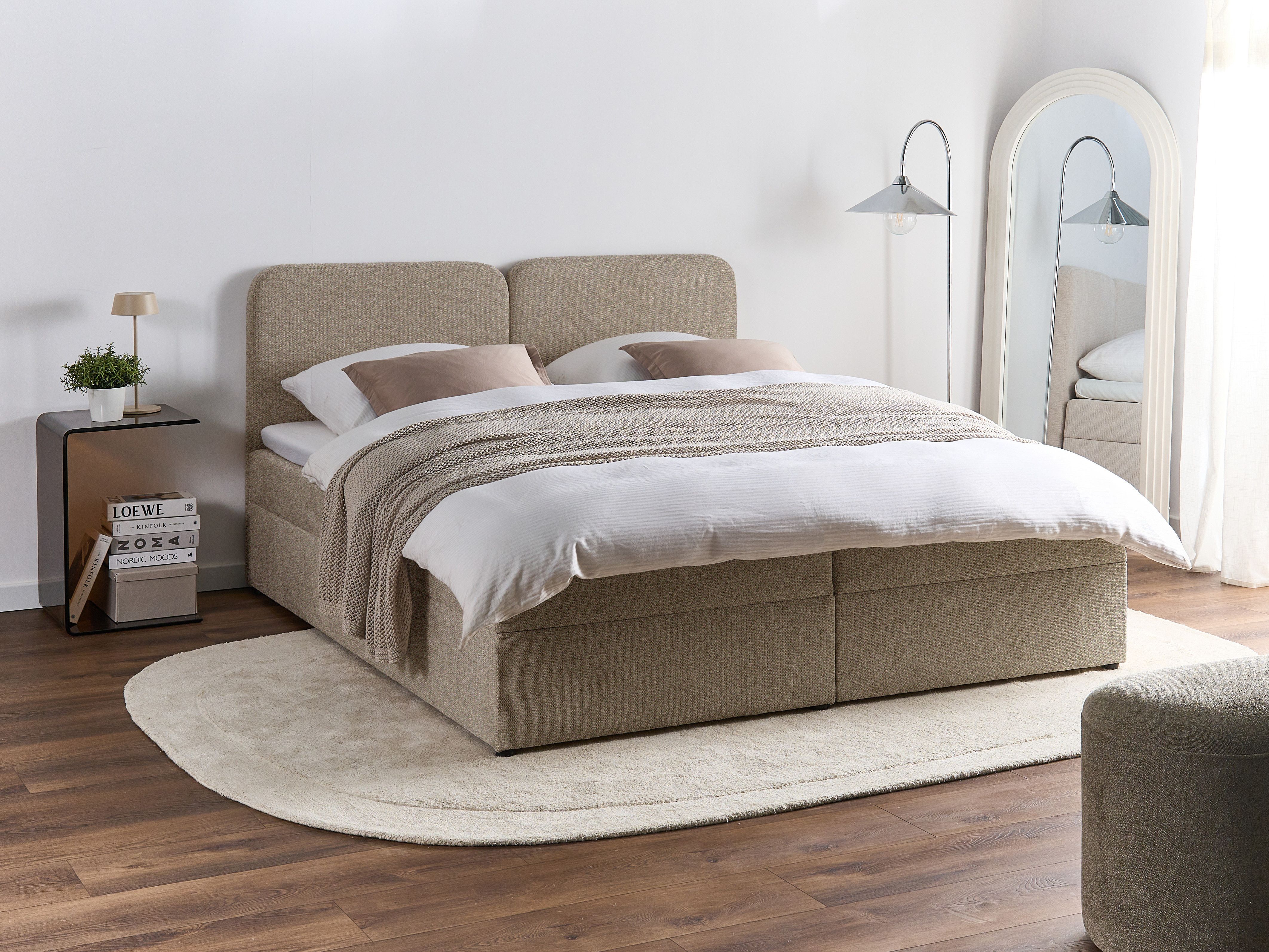Divan Bed with Storage Fabric CHANCELLOR 180 x 200 cm (EU Super King) Taupe