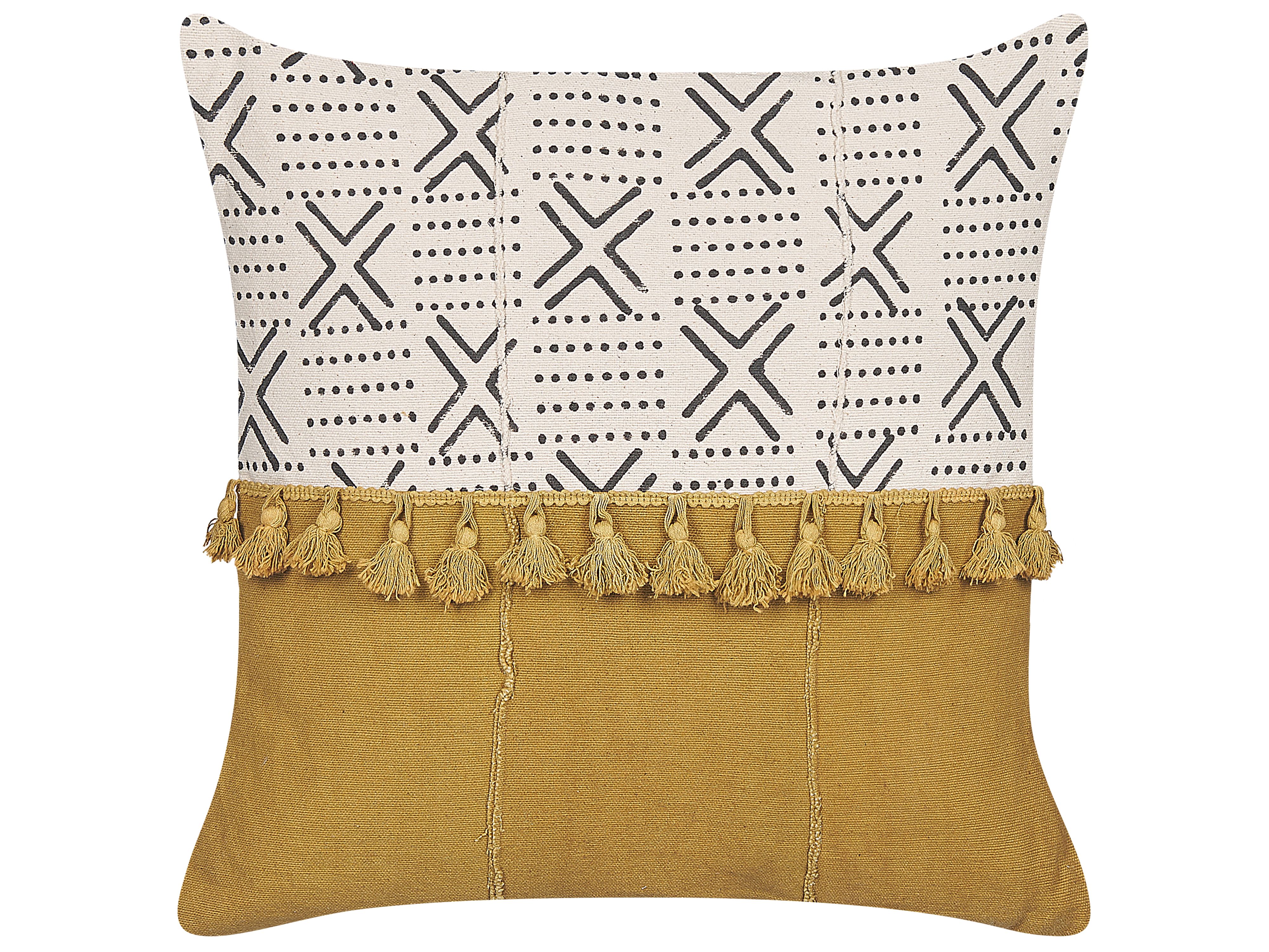 Throw Cushion WOODI Cotton 45 x 45 cm Yellow Geometric Pattern