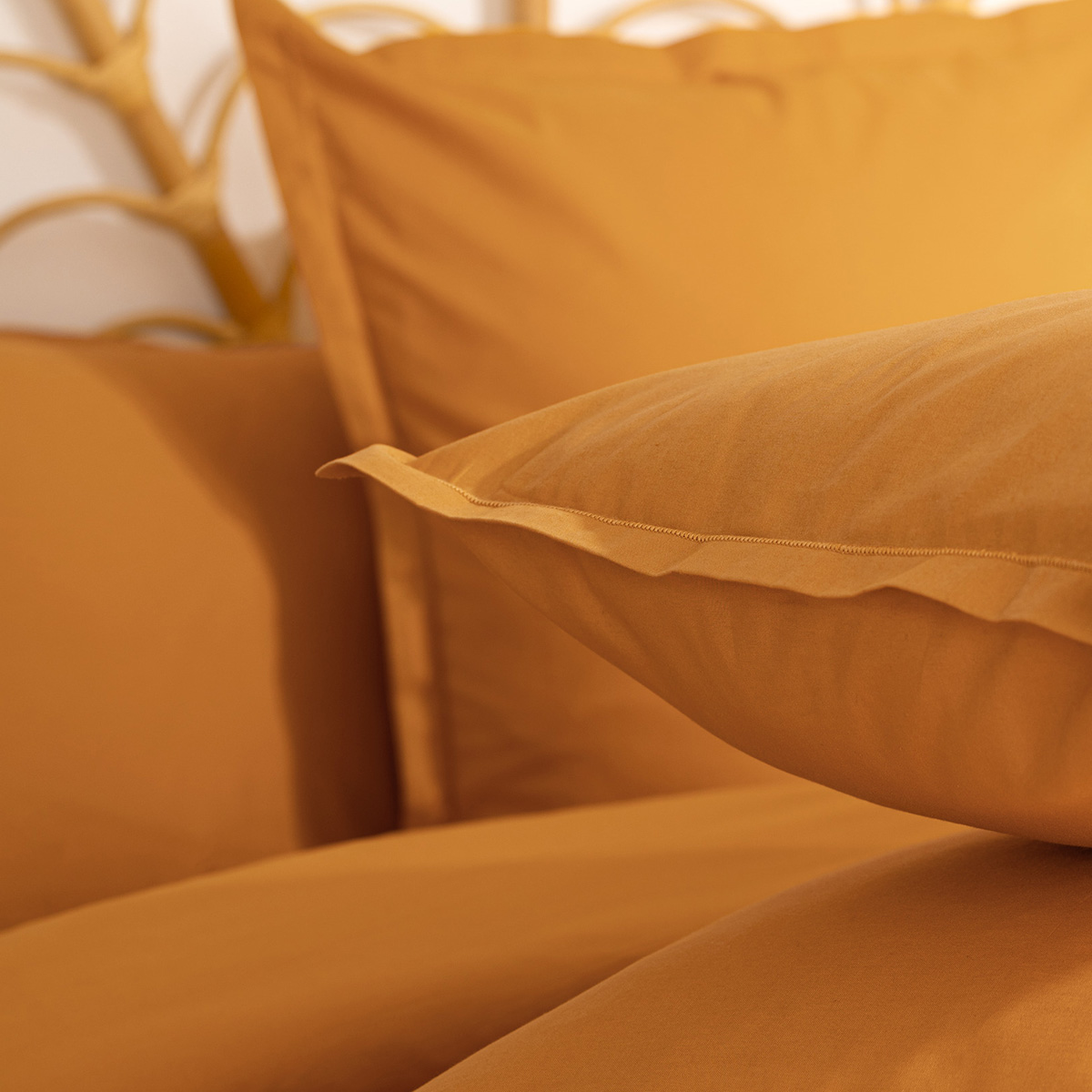 Pillowcase, cotton Cumin yellow, 63x63 cm