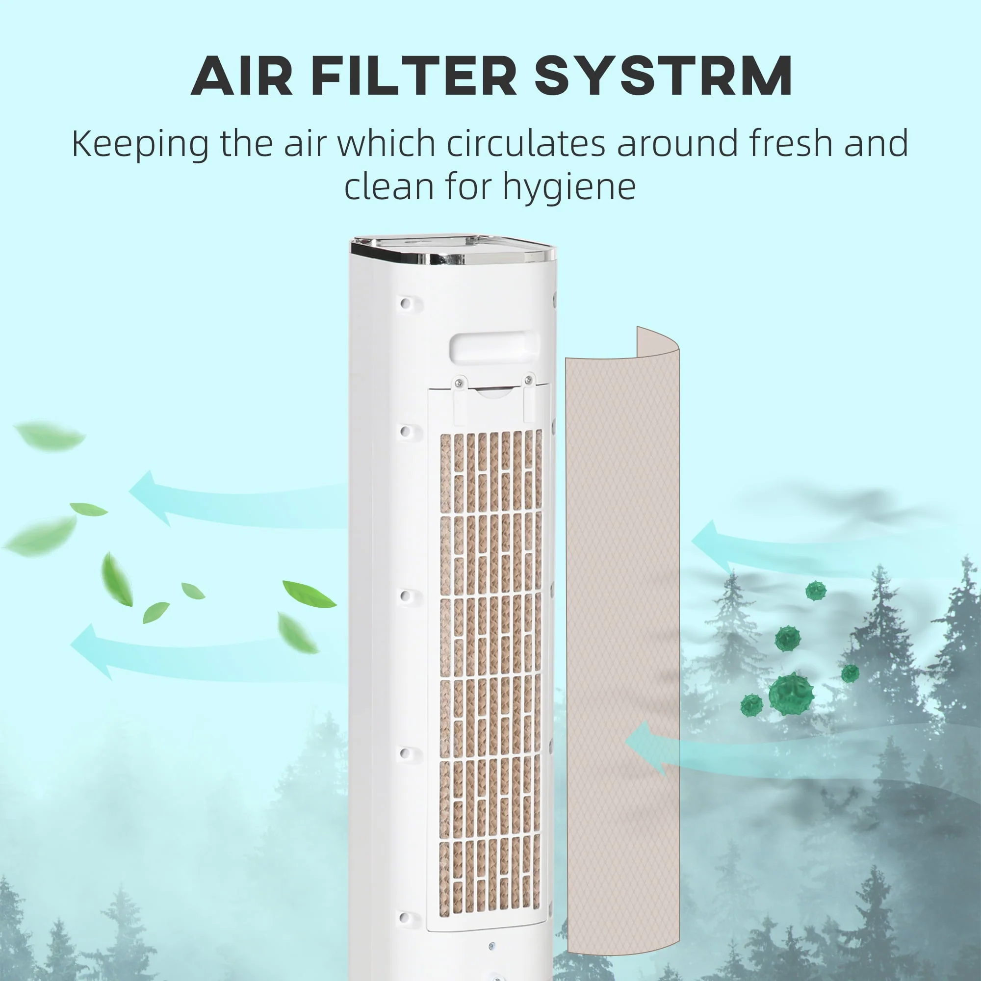 HOMCOM 42" Portable Evaporative Air Cooler, 3-In-1 Ice Cooling Fan Humidifier with Remote, Timer, Oscillating, LED Display, and 1.6 Gal Water Tank, White - Image 4