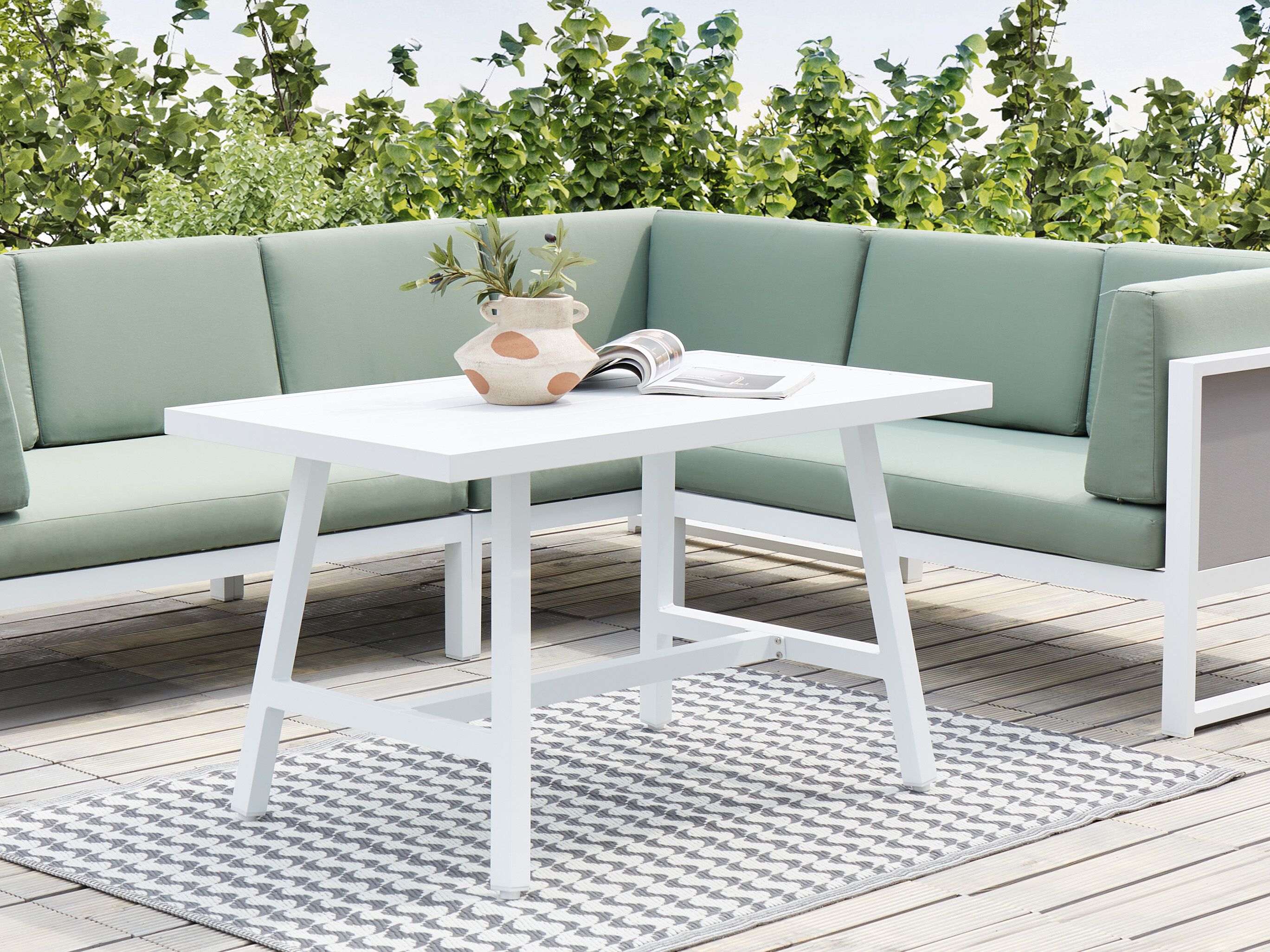 Garden Dining Table FRATTE 120 cm 64 cm Metal White