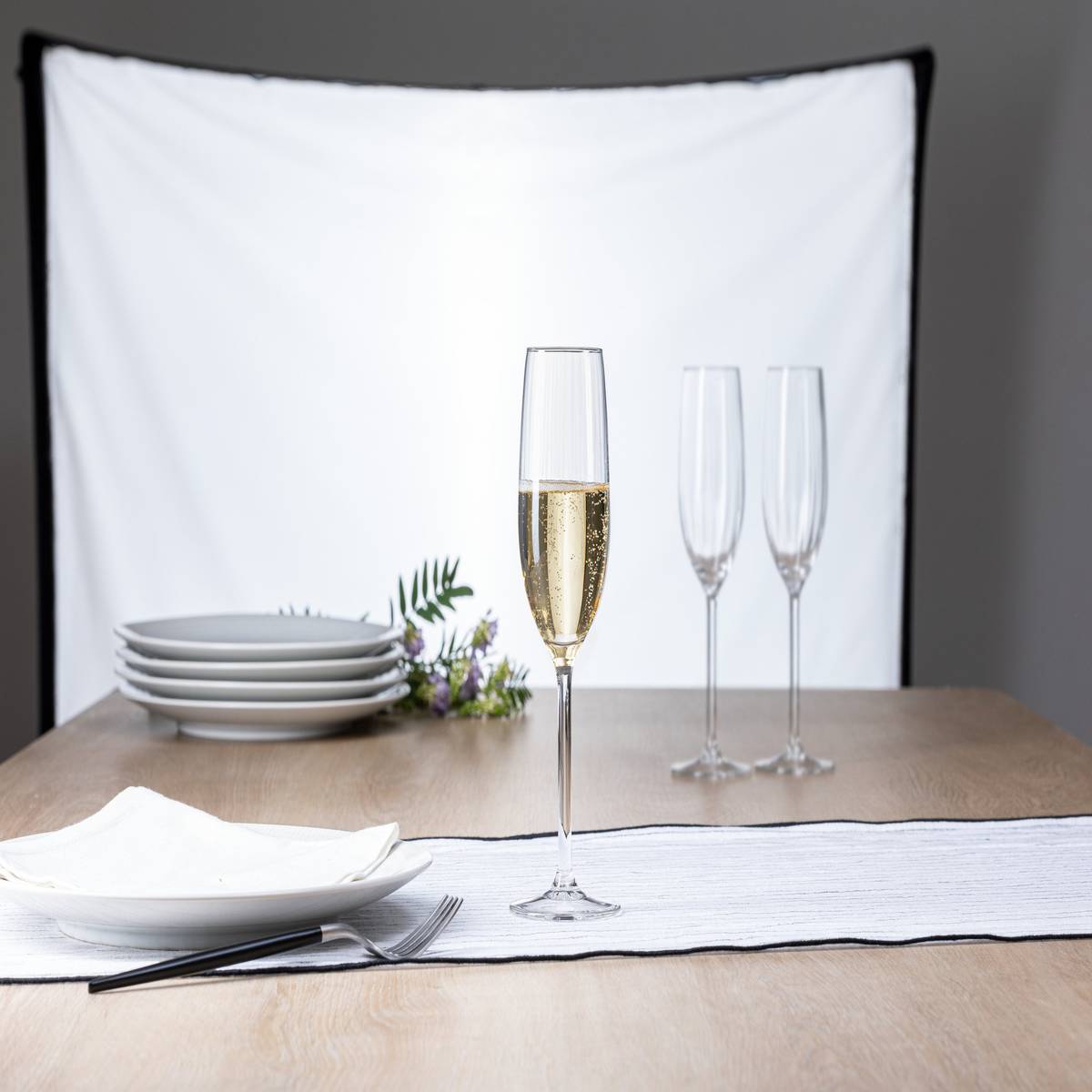 Set of 6 "Volta" Champagne Flutes 210 ml, Transparent