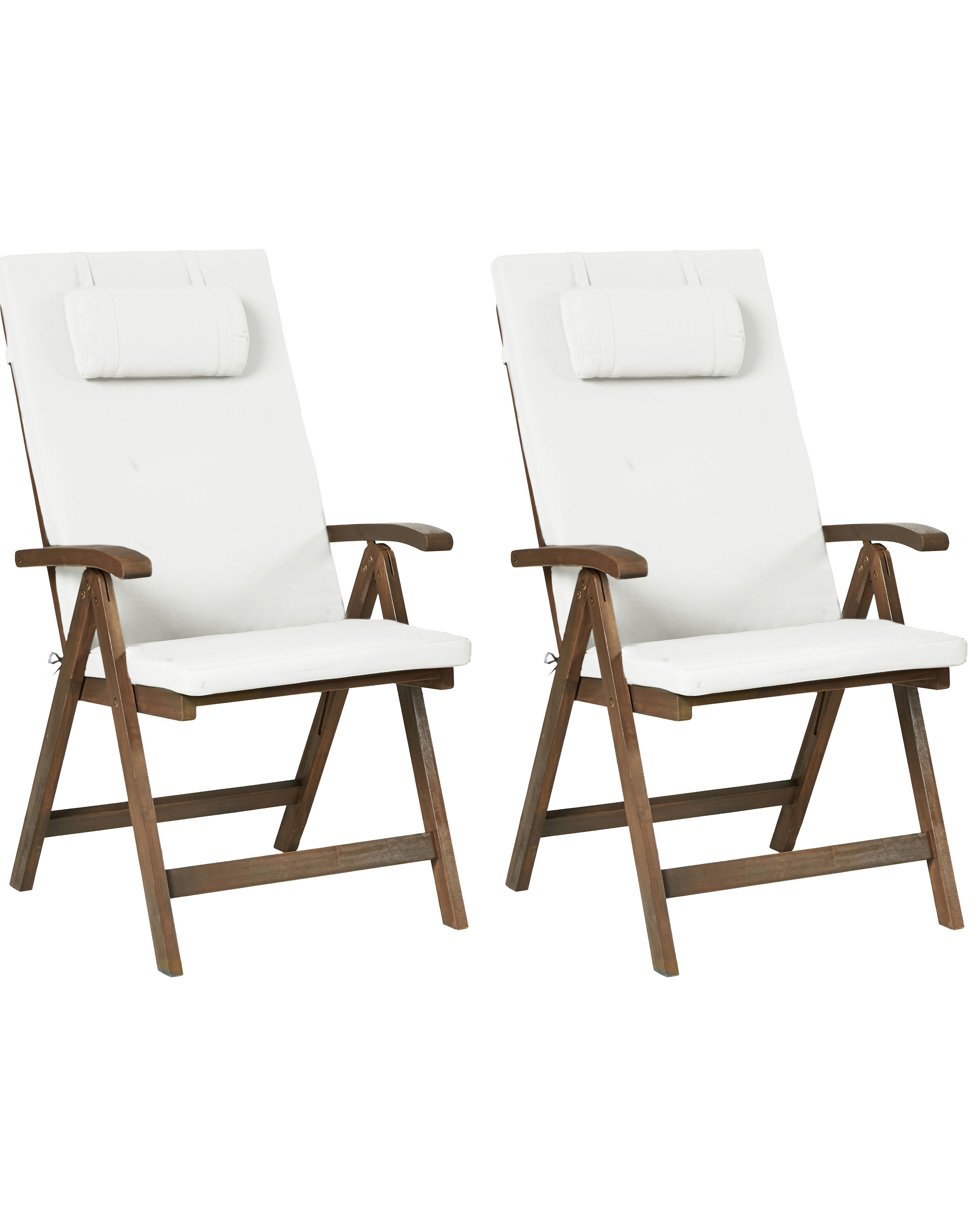 Set of 2 Garden Chairs with Cushions AMANTEA PREMIUM Acacia Wood Off-White