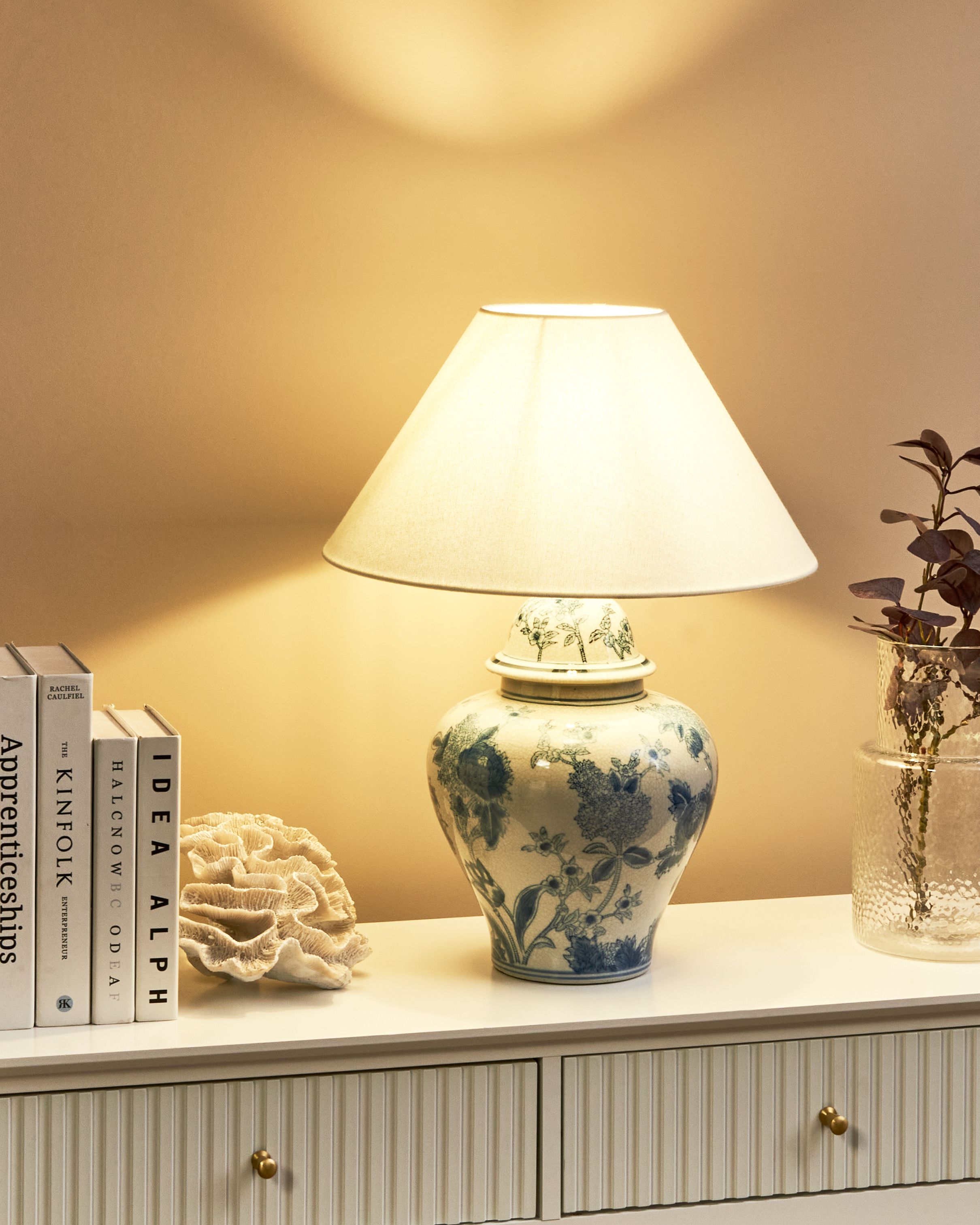 Table Lamp SORRAIA Porcelain White/ Blue