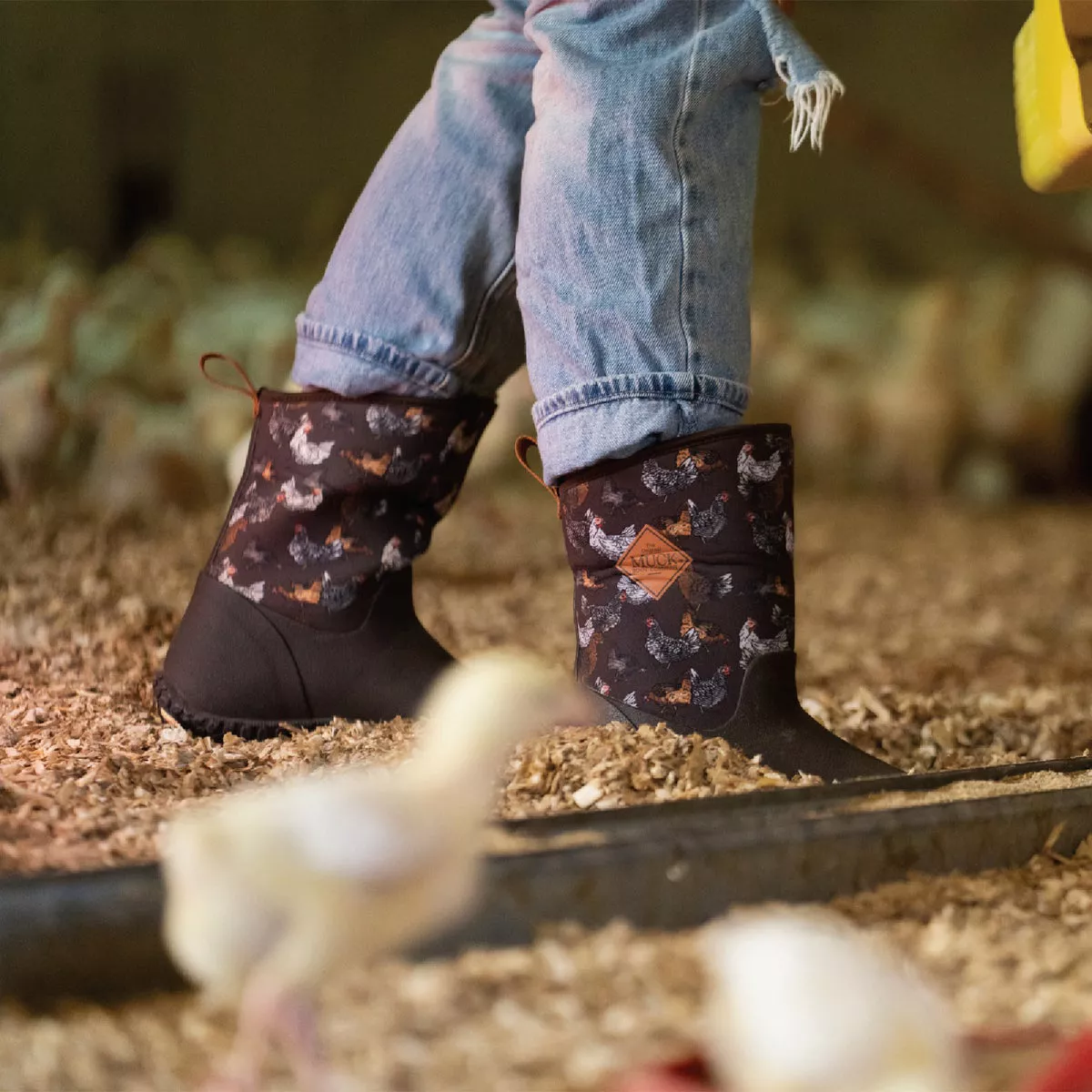 The Muck Boot Company Muckster II Women's Brown Chicken Print Mid Boot, Size 7
