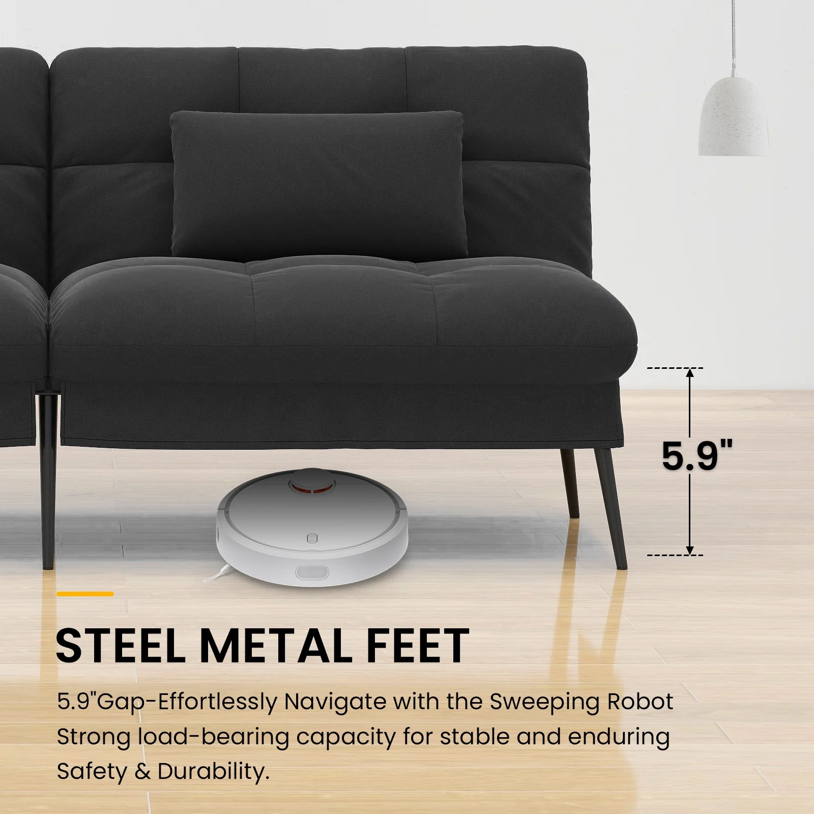 COMHOMA Cloud Comfort Convertible Futon Sofa Bed, Gray - Image 22