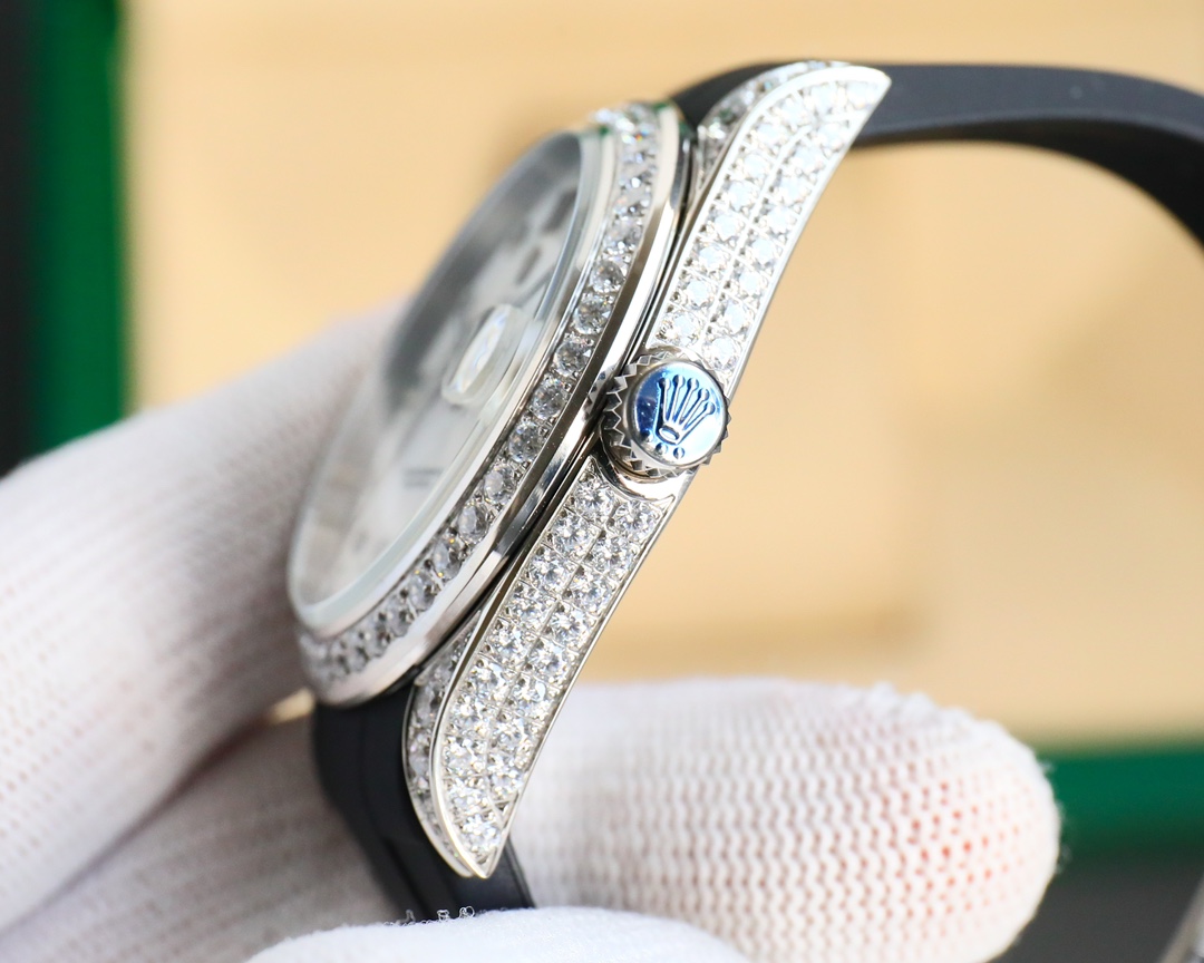 Rolex Logbook Full Luxury-Roman Diamond Dial-18k Nano-Technology 41MM-White(1:1 replica) - Top club