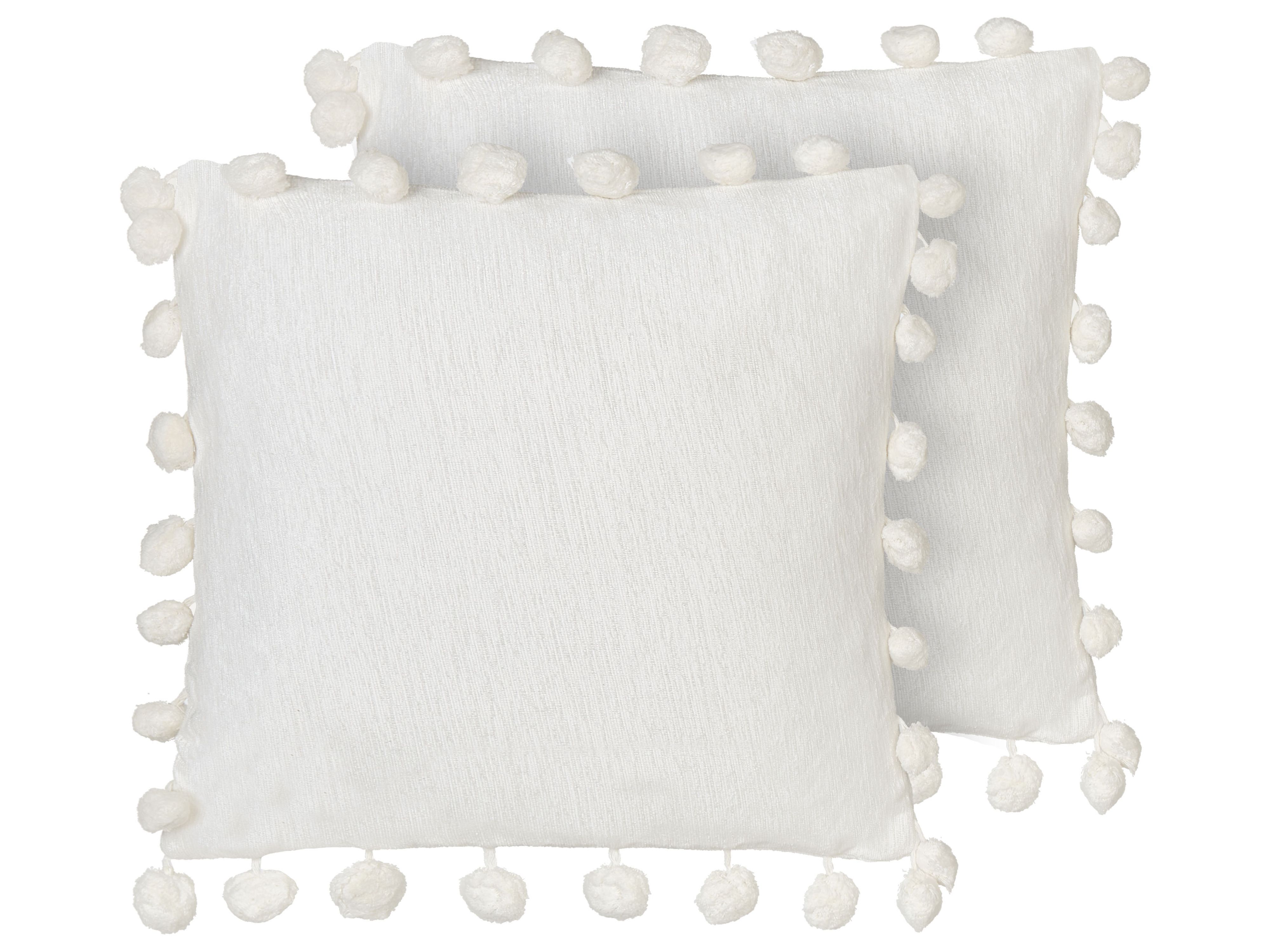 Set of 2 Decorative Cushions JASMINE 45 x 45 cm White Solid
