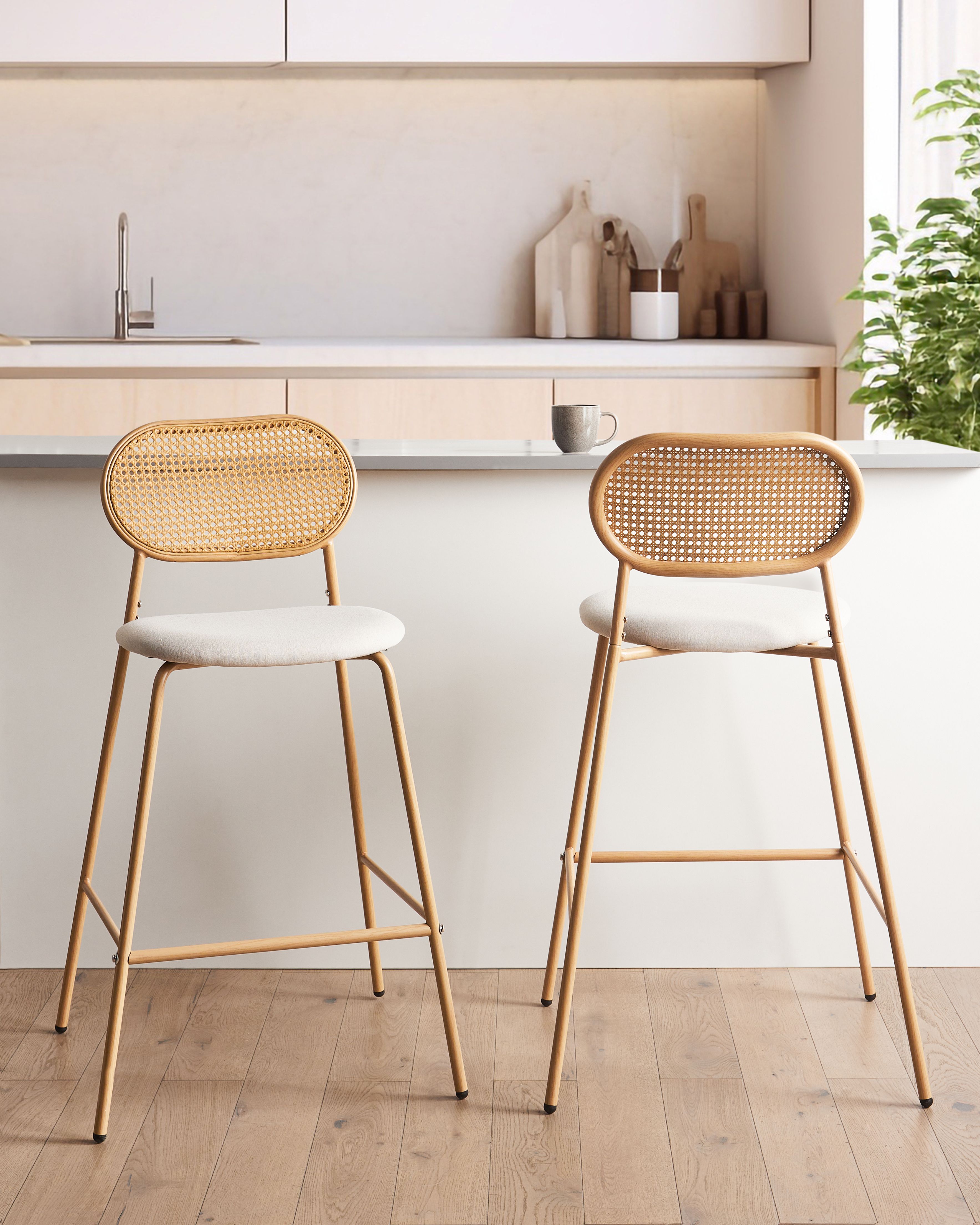 Set of 2 Bar Chairs ADAVER Light Brown