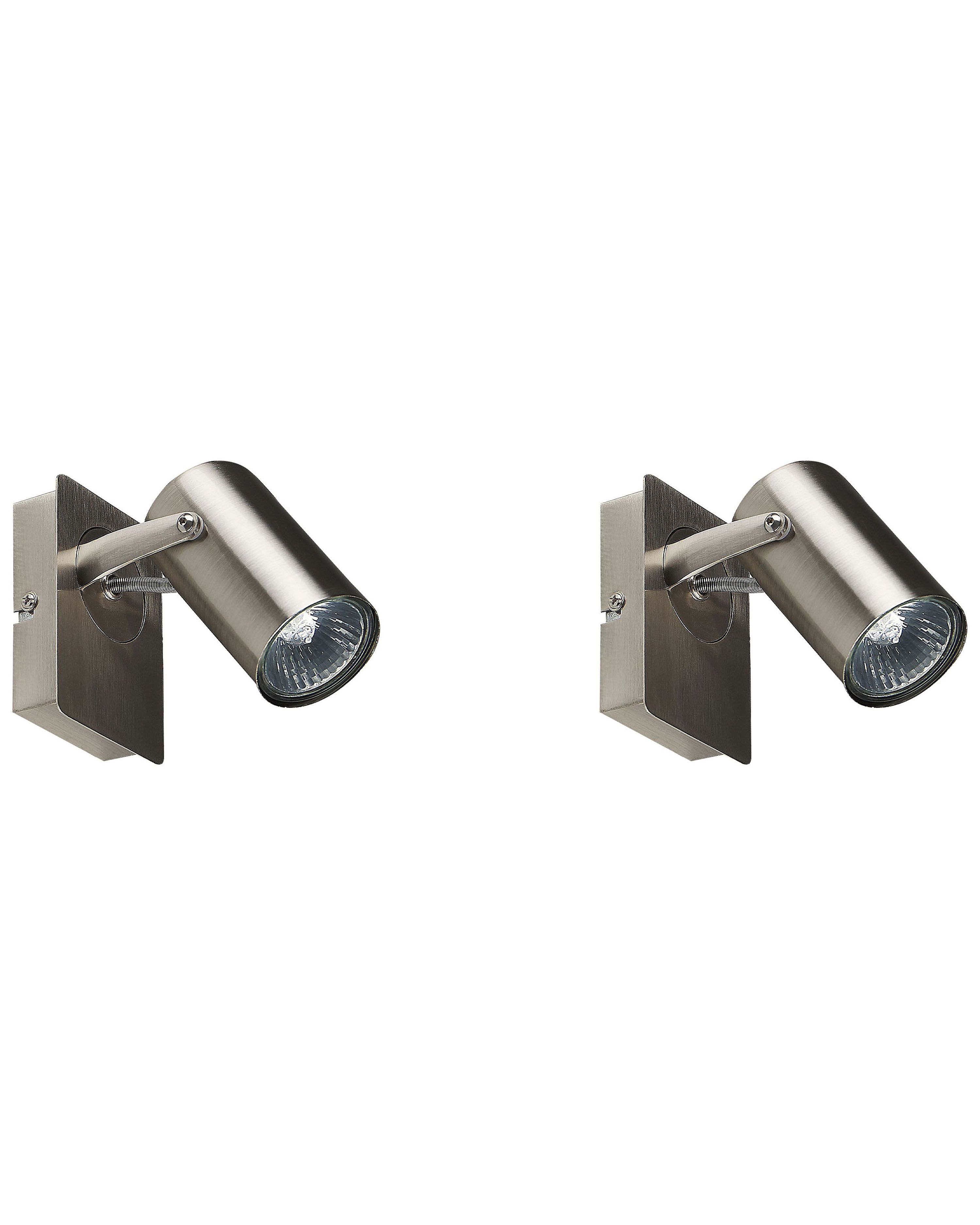 Set of 2 Spotlight Lamps KLIP Adjustable Metal Silver