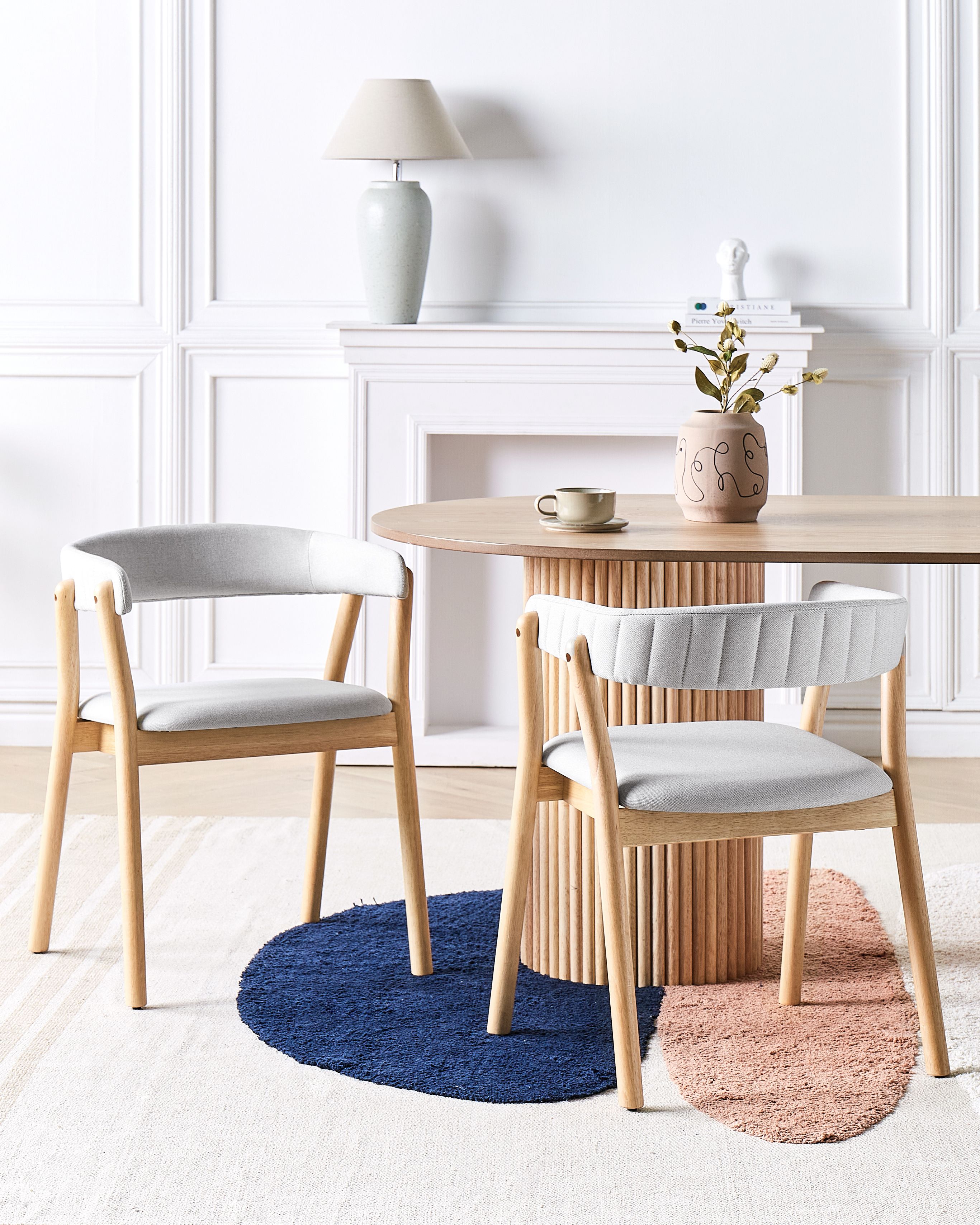 Set of 2 Dining Chairs MYLO Fabric Light Brown/ Grey