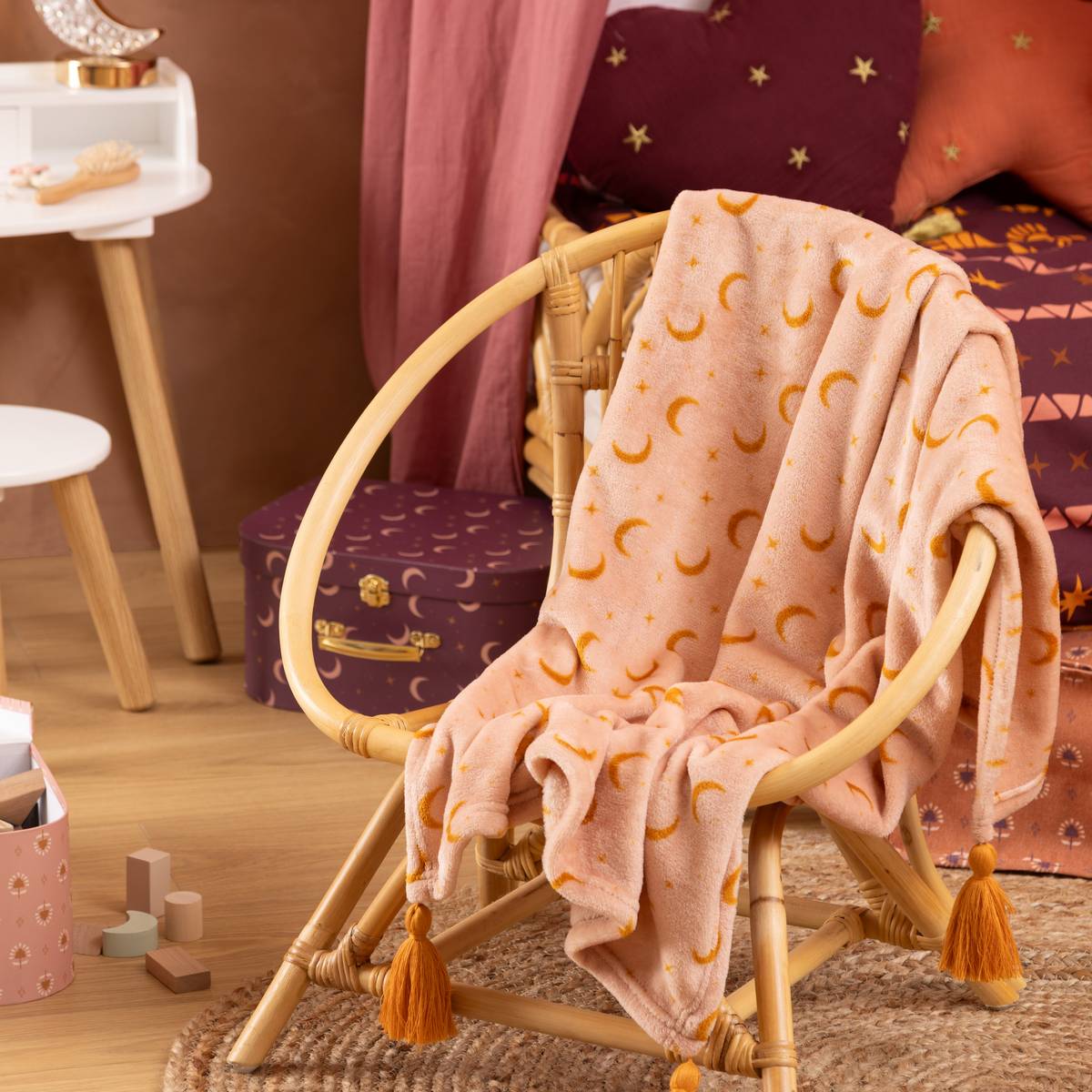 Flannel Throw "Bella" Pink, 100x75 cm