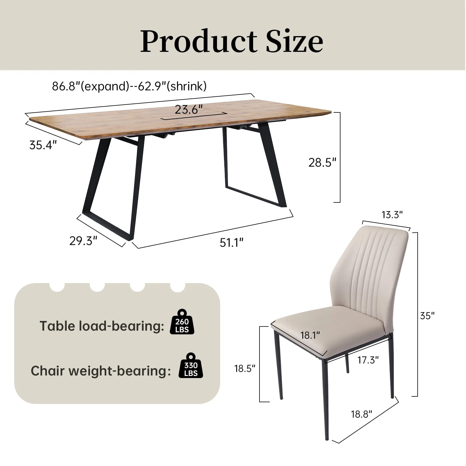jiexi Modern mid-Century Dining Table Dining Table and Chairs for 6 Rectangular Wooden Dining Table Expandable Dining Table Space-Saving Multifunctional Dining Table - Image 2