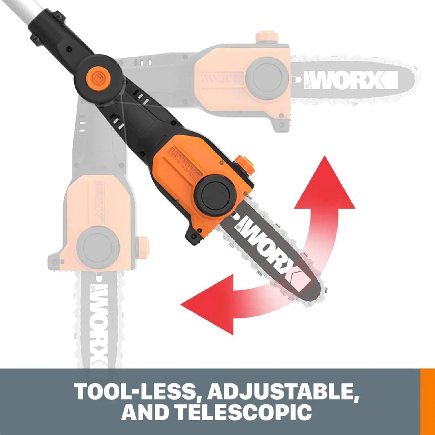 WORX 2-in-1 Cordless 8 Inch Pole Saw, Black And Orange - WG349 - Image 3 WORX 2-in-1 Cordless 8 Inch Pole Saw, Black And Orange - WG349 - Image 3