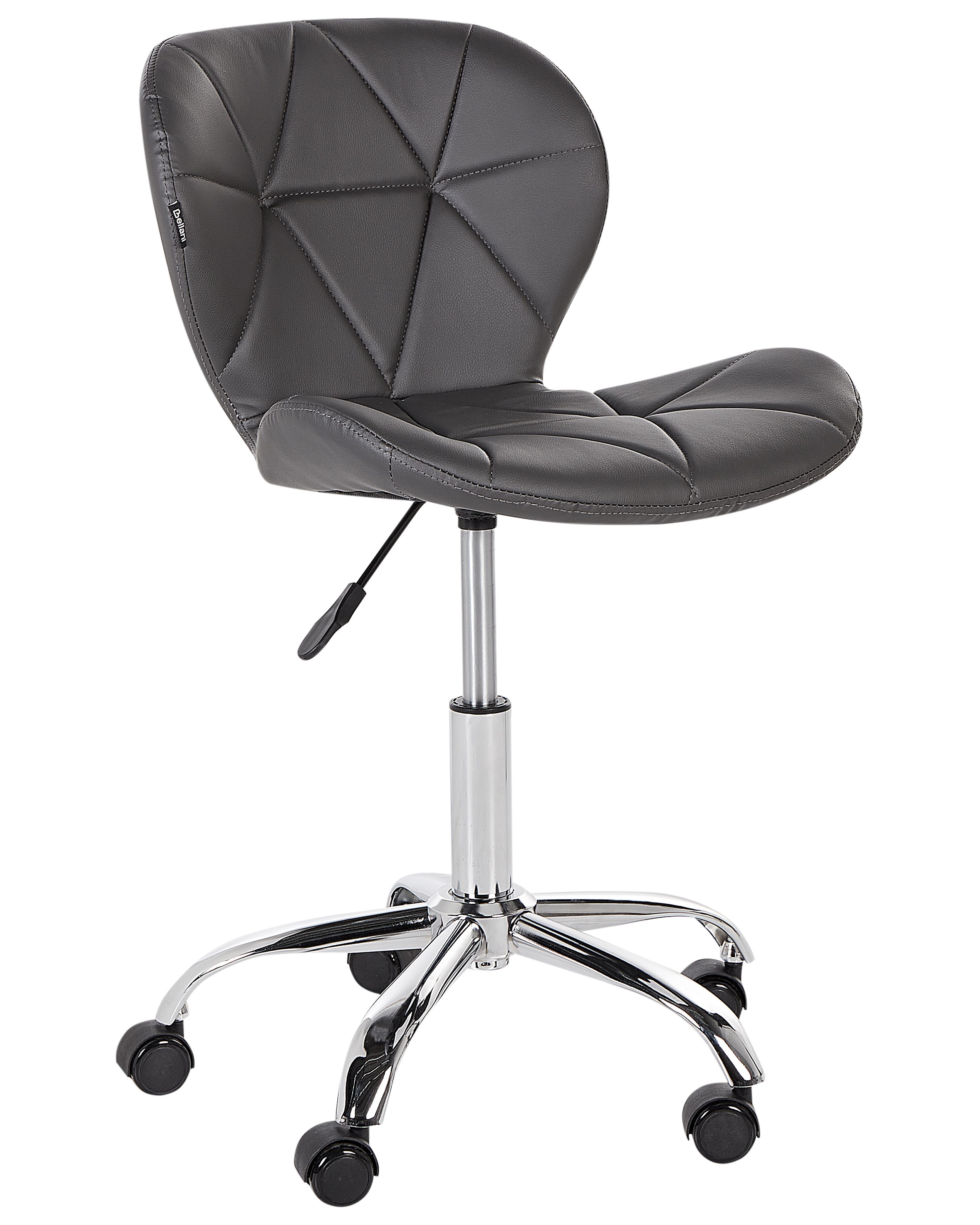Desk Chair VALETTA Faux Leather Graphite Grey
