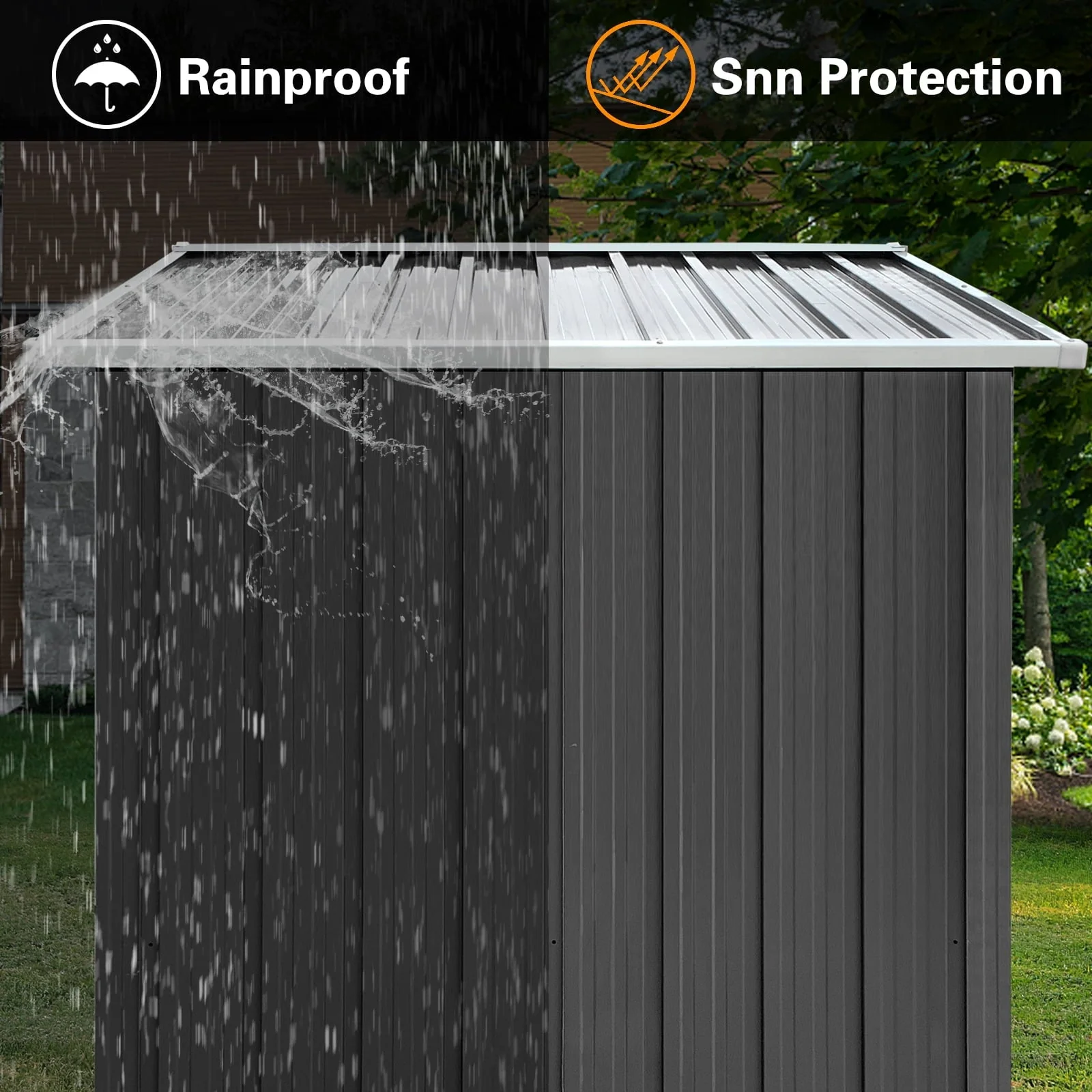 6' x 4' Outdoor Metal Storage Shed, Tools Storage Shed, Galvanized Steel Garden Shed with Lockable Doors, Outdoor Storage Shed for Backyard, Patio, Lawn, D8311 - Image 12