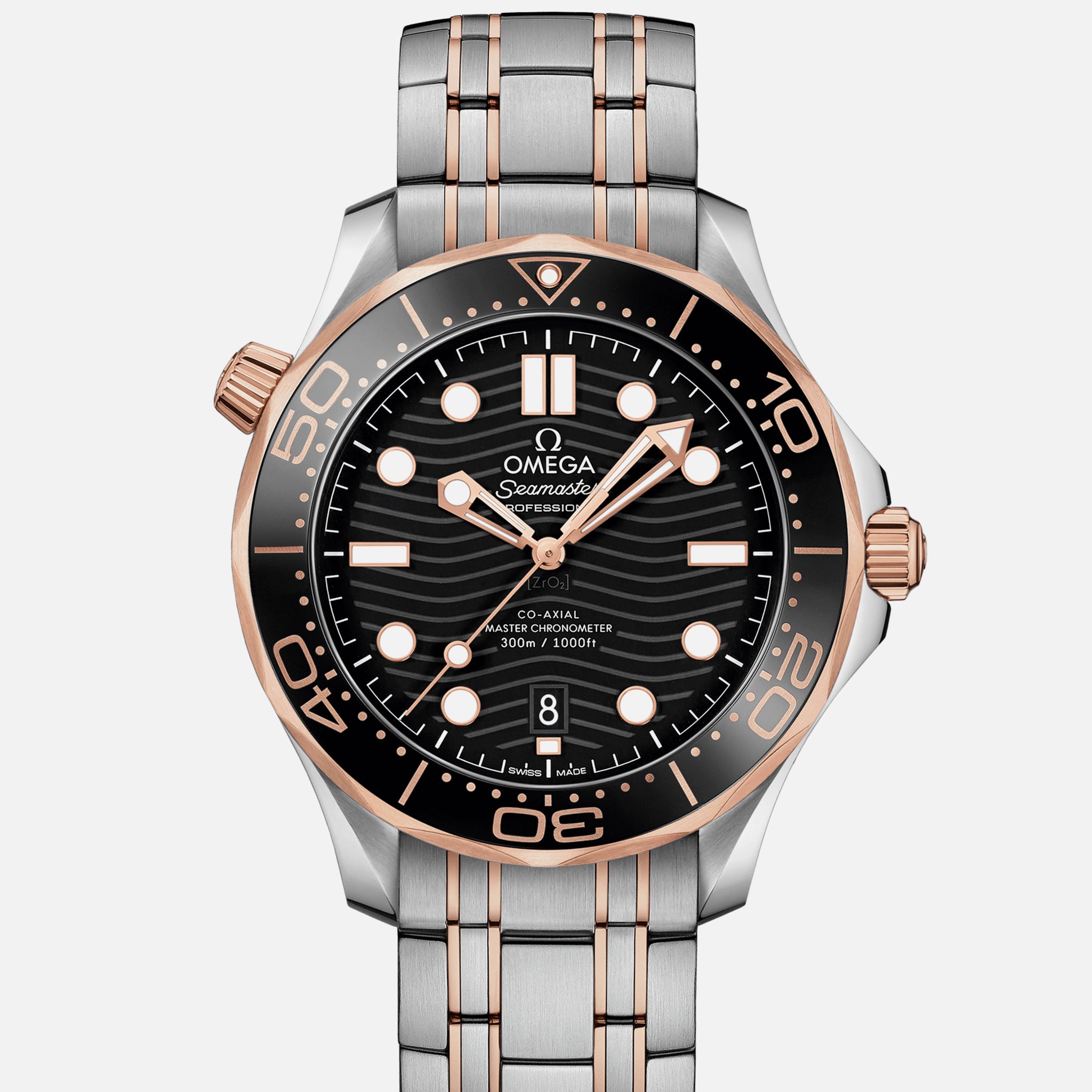 Seamaster Diver 300M Co-Axial Master Chronometer 42mm Two-Tone Sedna Gold Black Dial On Bracelet(1:1 replica) - Top club