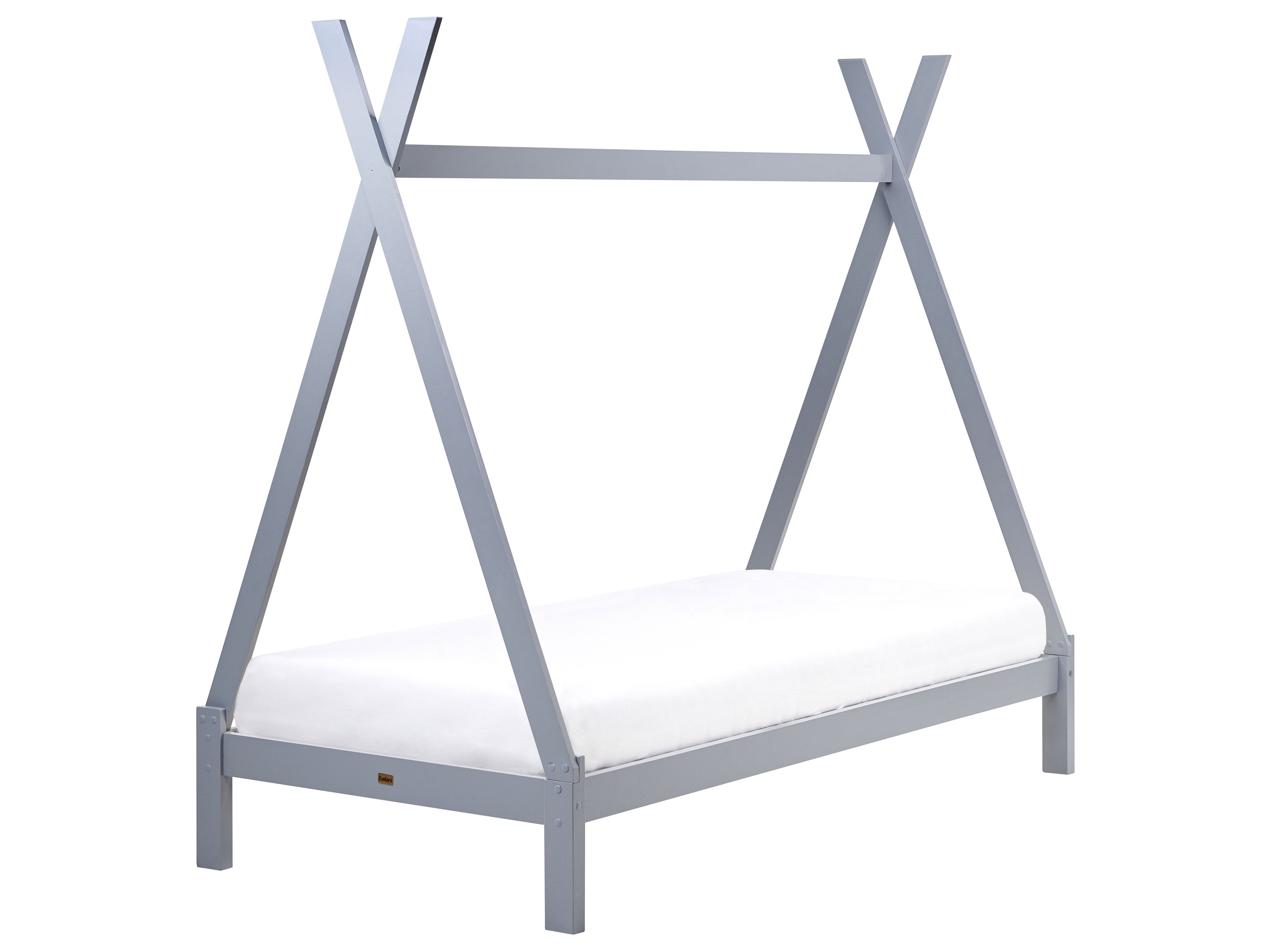 Kids Bed Teepee Pine Wood DEVAY 90 x 200 cm (EU Single) Grey