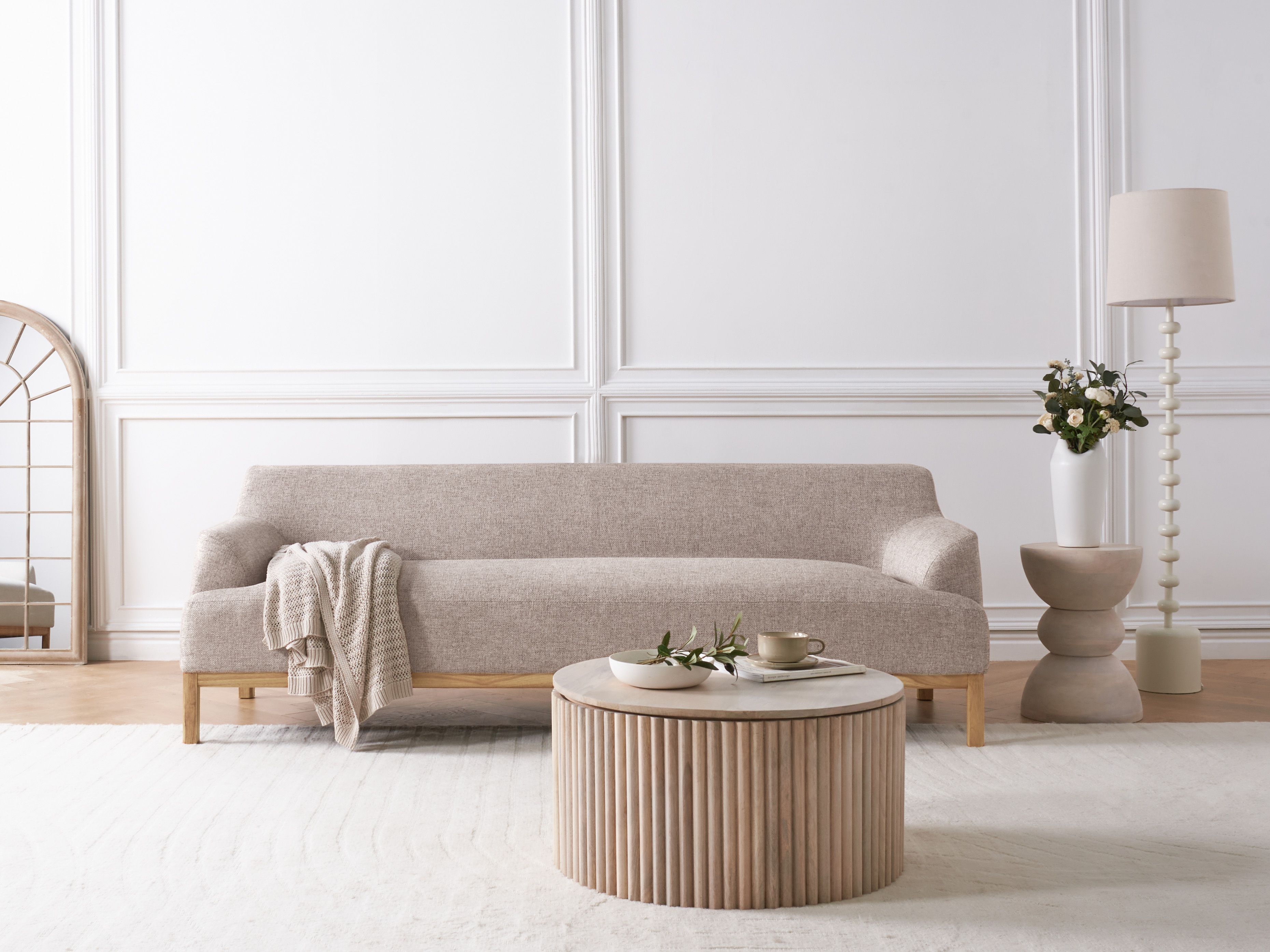 Sofa 3 Seater SOSJO Fabric Light Brown