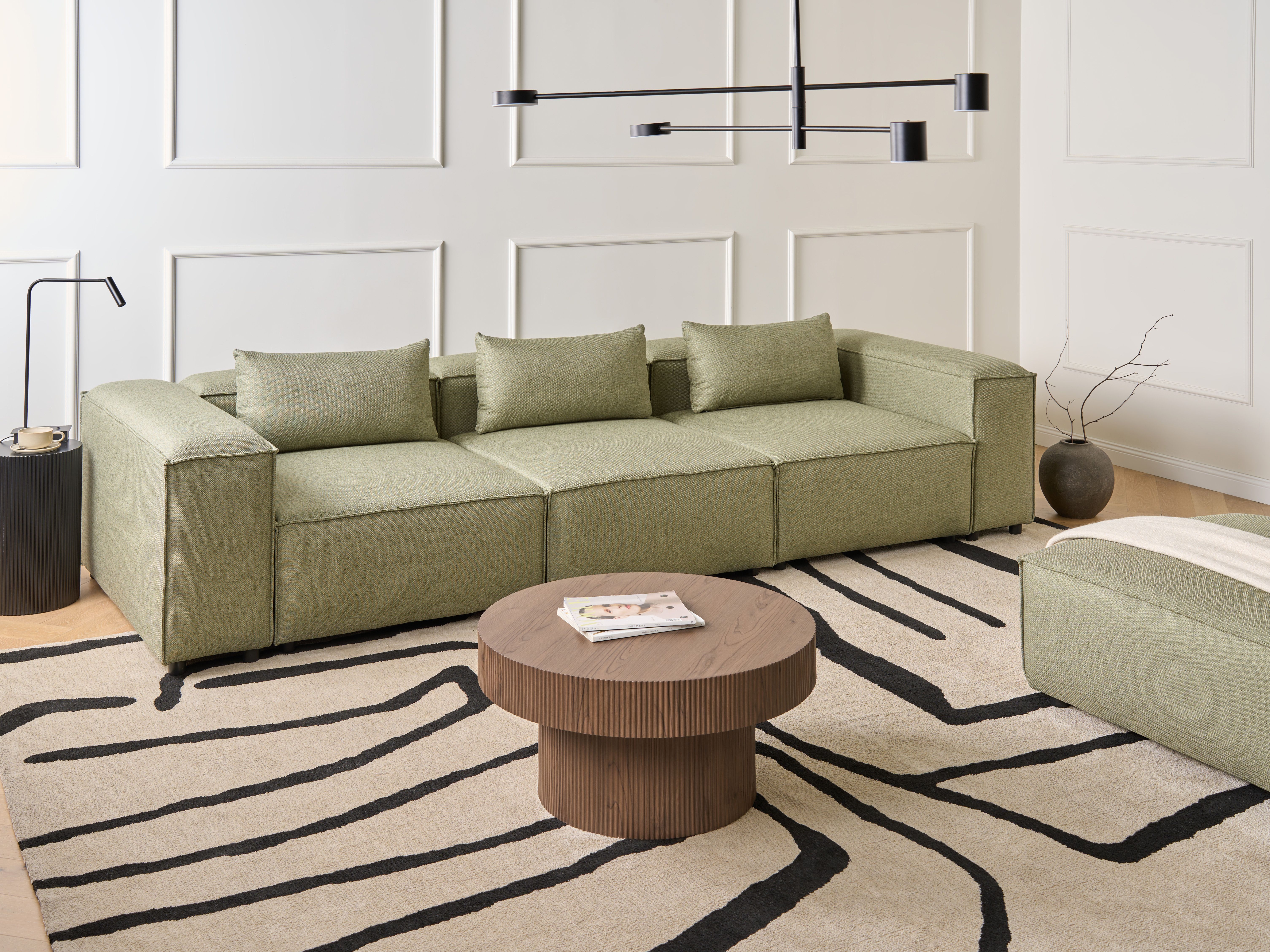 Modular Sofa 3 Seater BRANDE Fabric Light Green