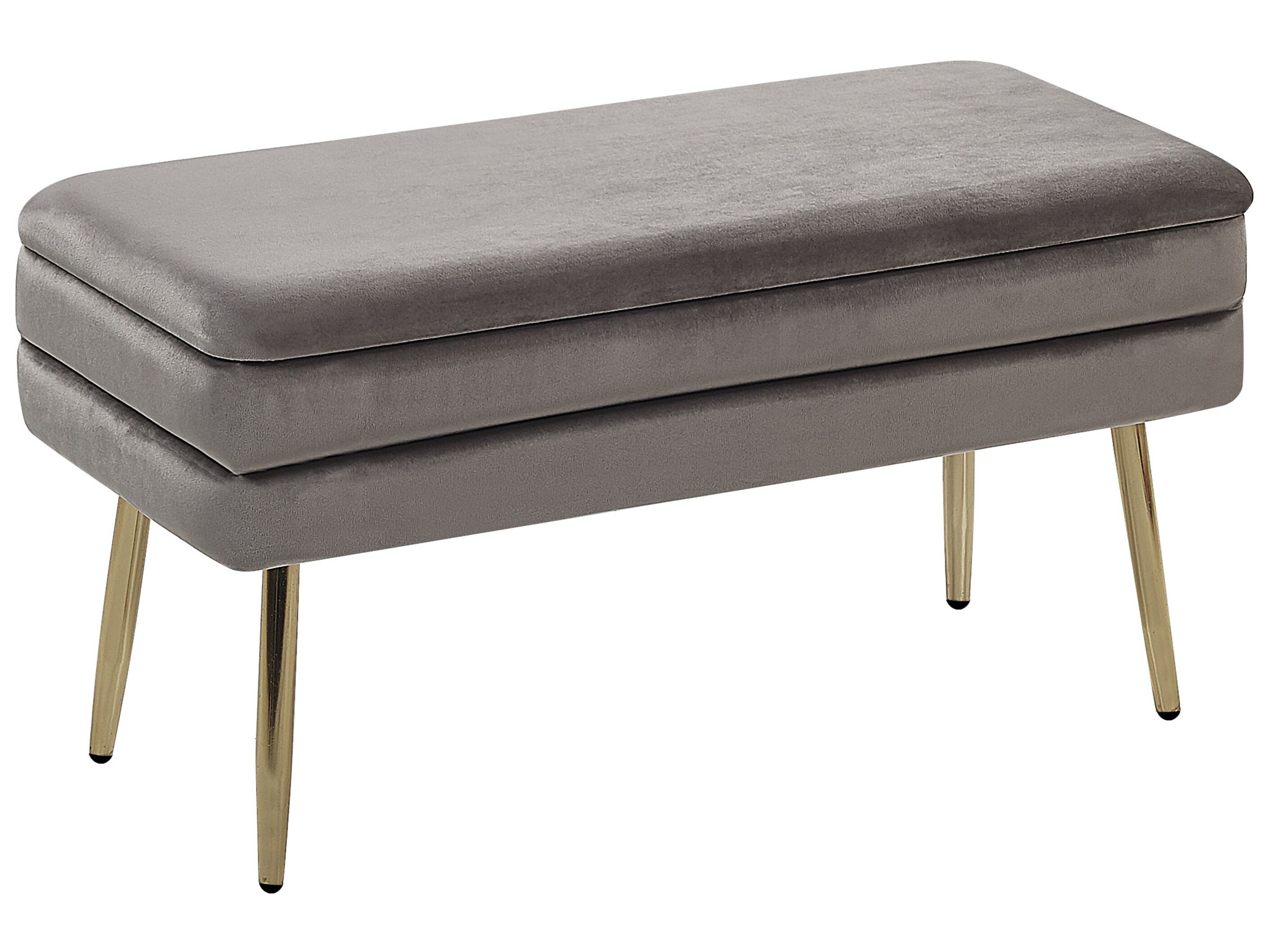 Upholstered Storage Bench DURHAM Velvet Grey