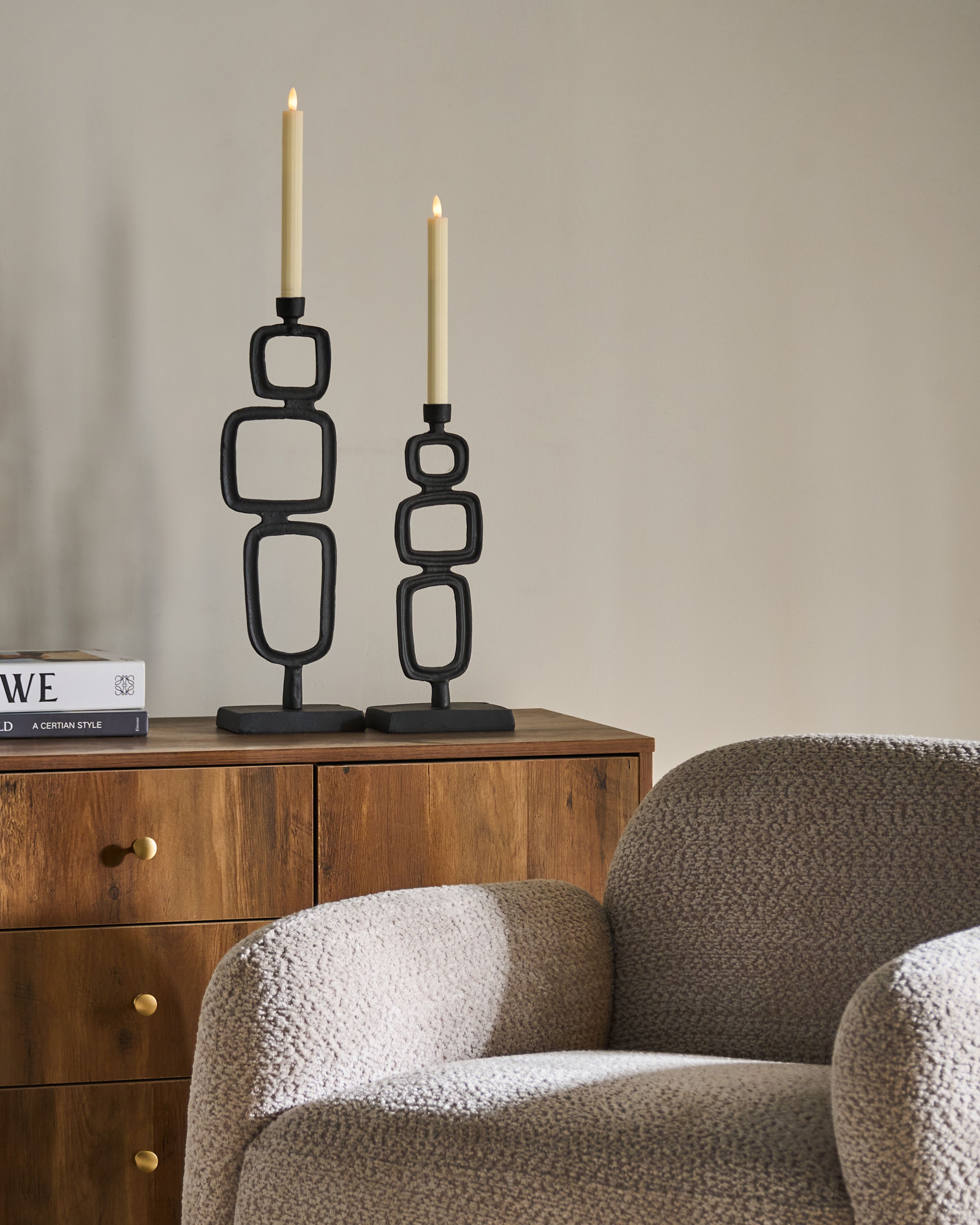 Set of 2 Candle Holders SIPANJE Metal 35/48 cm Black