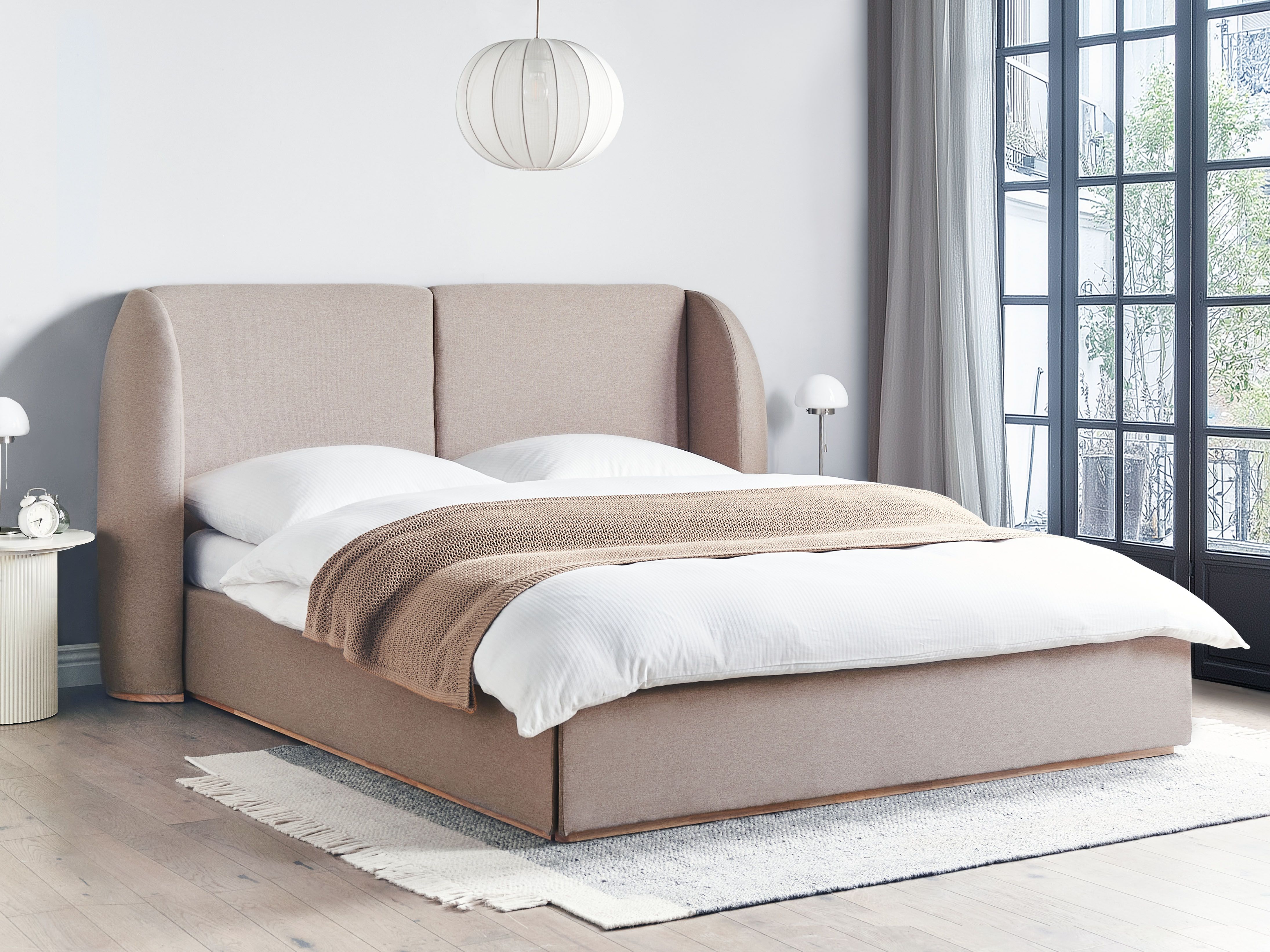 Ottoman Bed Fabric MONESTIER 180 x 200 cm (EU Super King) Taupe
