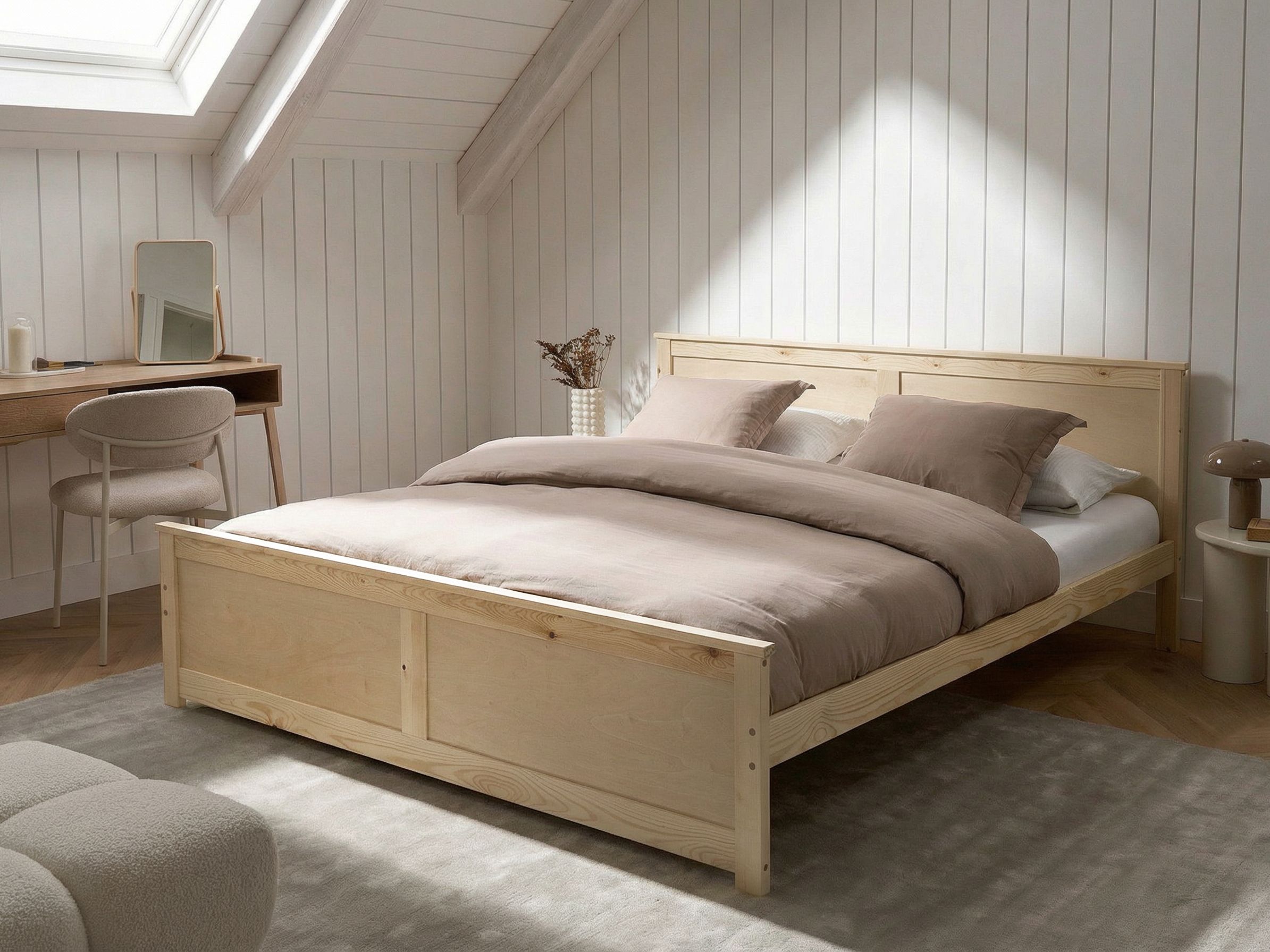 Bed Pine Wood DAUPHIN 180 x 200 cm (EU Super King) Light Brown