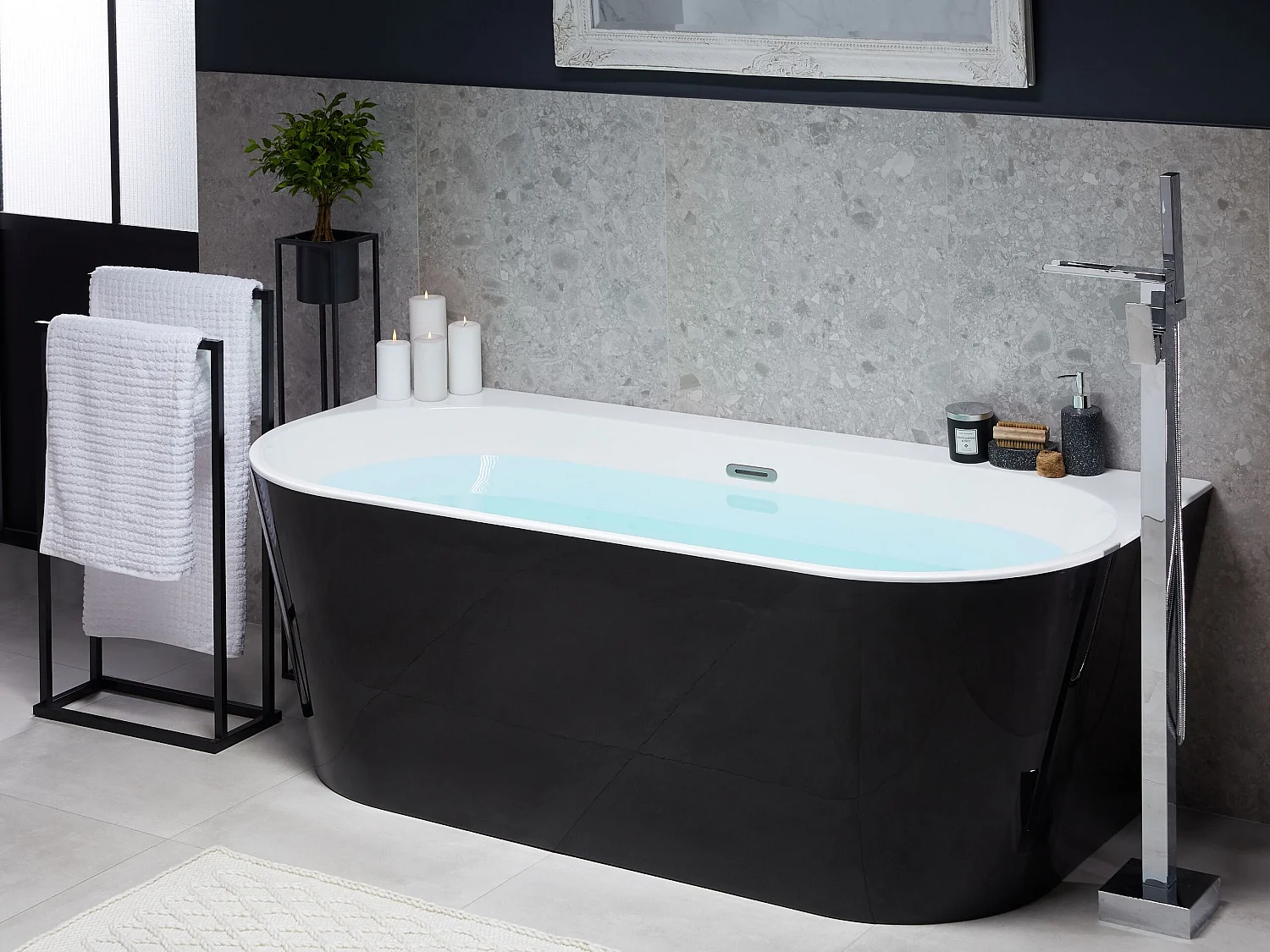 Baignoire HARVEY 170 x 80 cm Noir/blanc