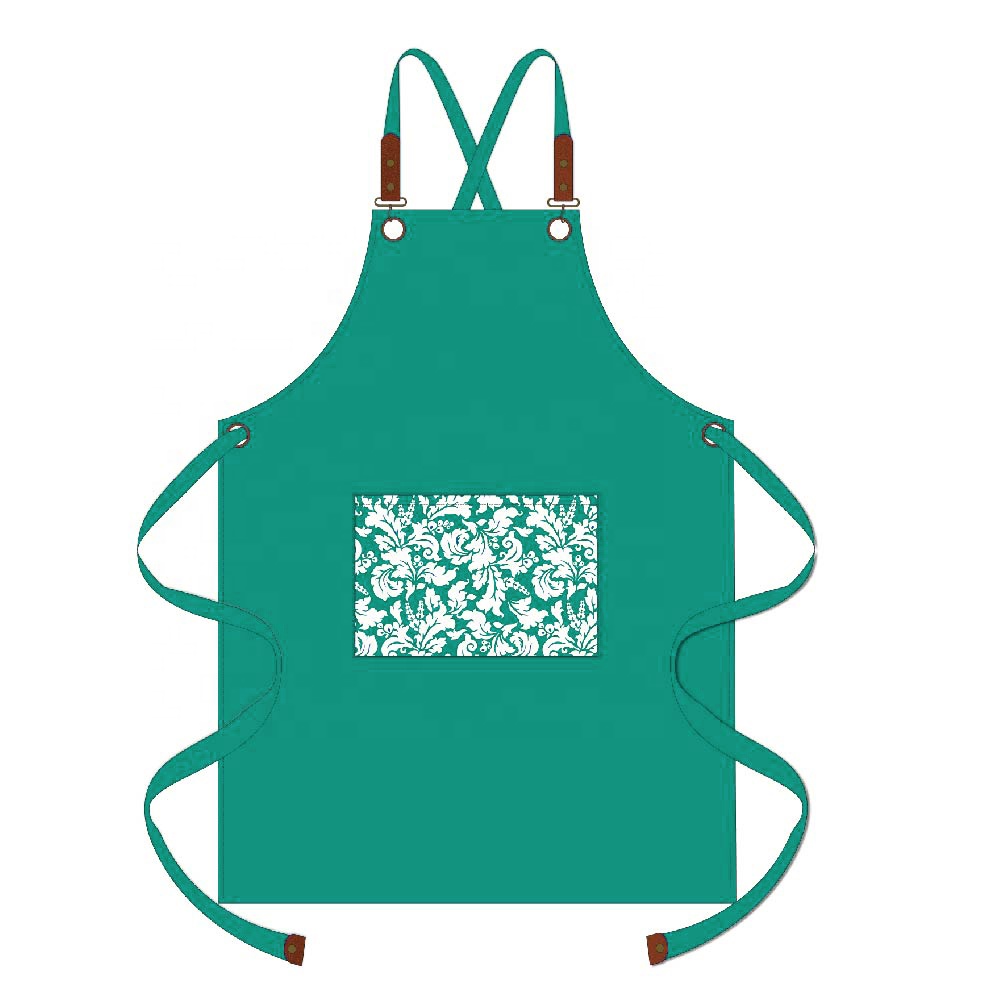 Flower Pattern Sleeveless Cotton Chef Apron Pocket Anti Fouling Multi-color Cooking Kitchen Printed  Apron