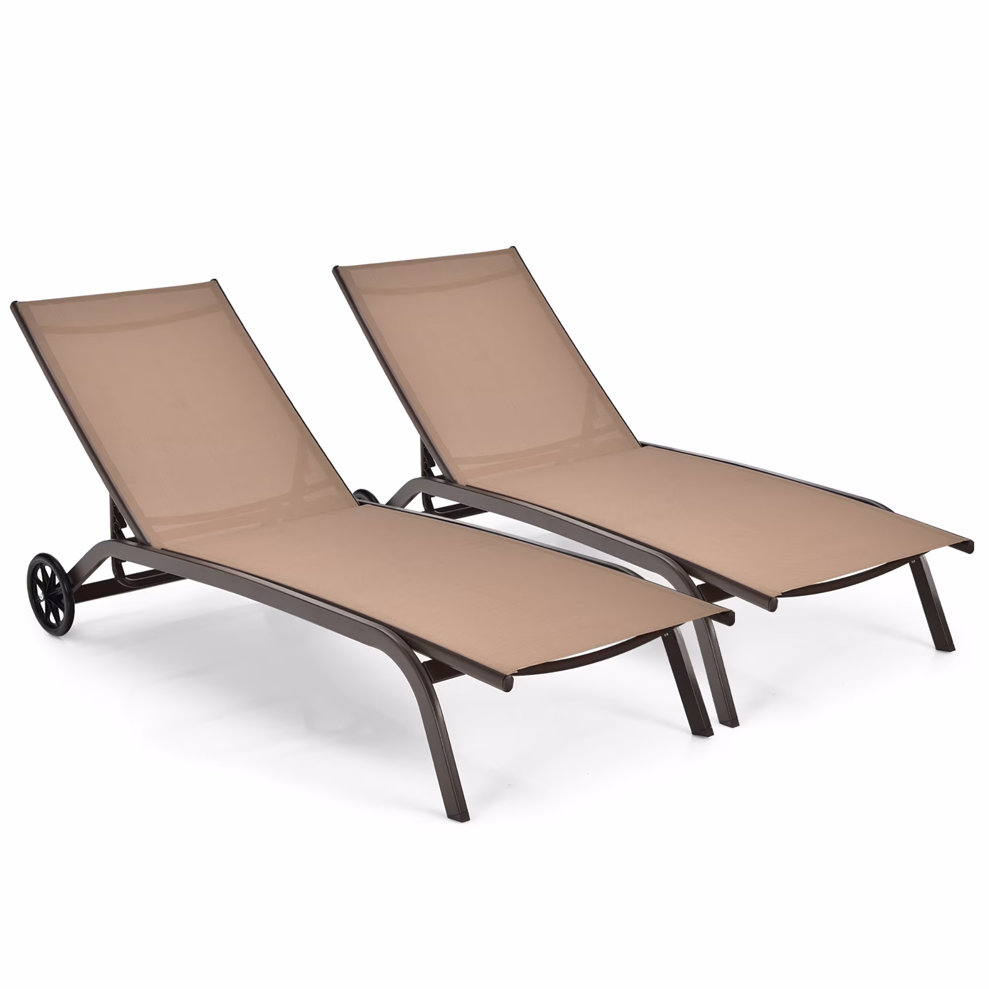 Costway 2PCS Outdoor Adjustable Chaise Lounge Patio 6-Position Recliner Wheels Black - Image 3