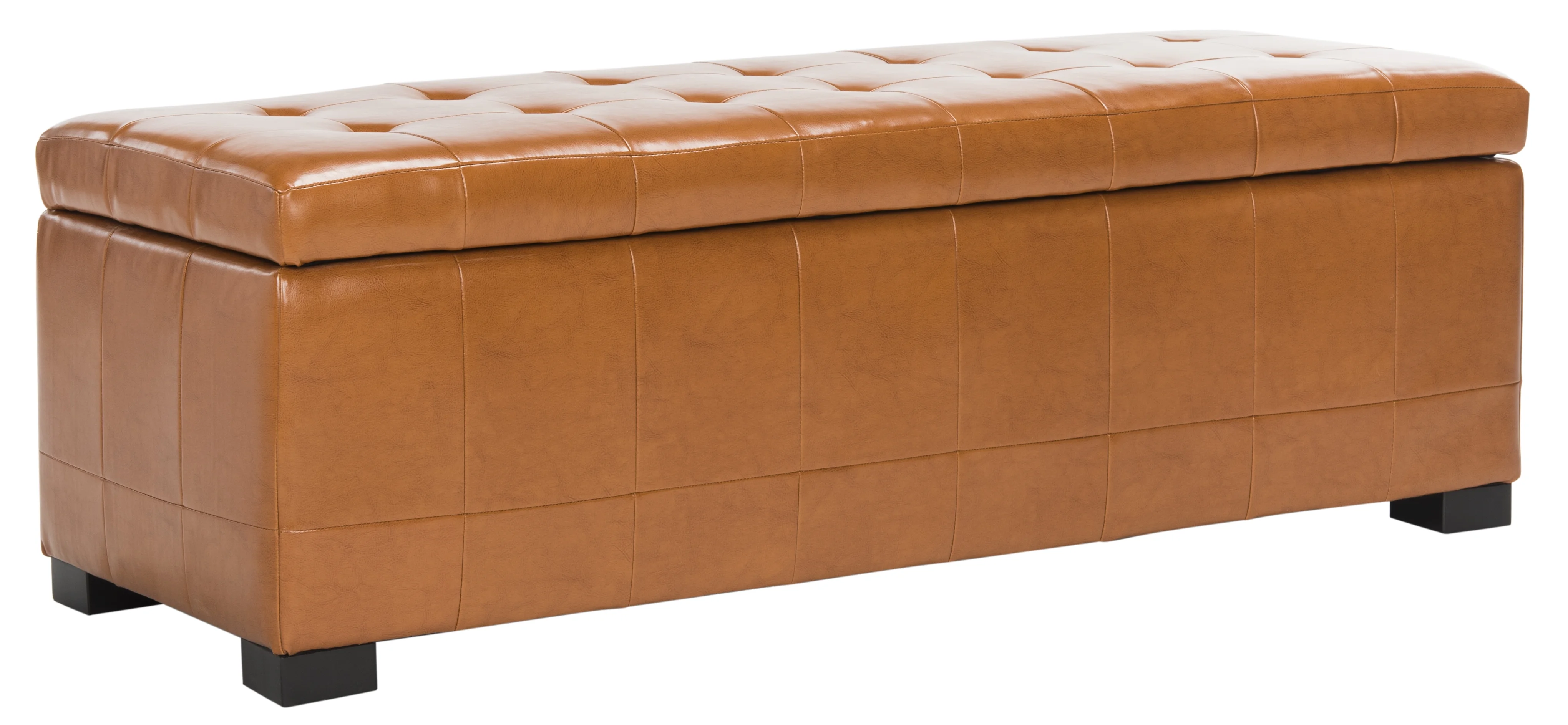 SAFAVIEH Large Manhattan Rustic Tufted Storage Bench, Brown - Image 18