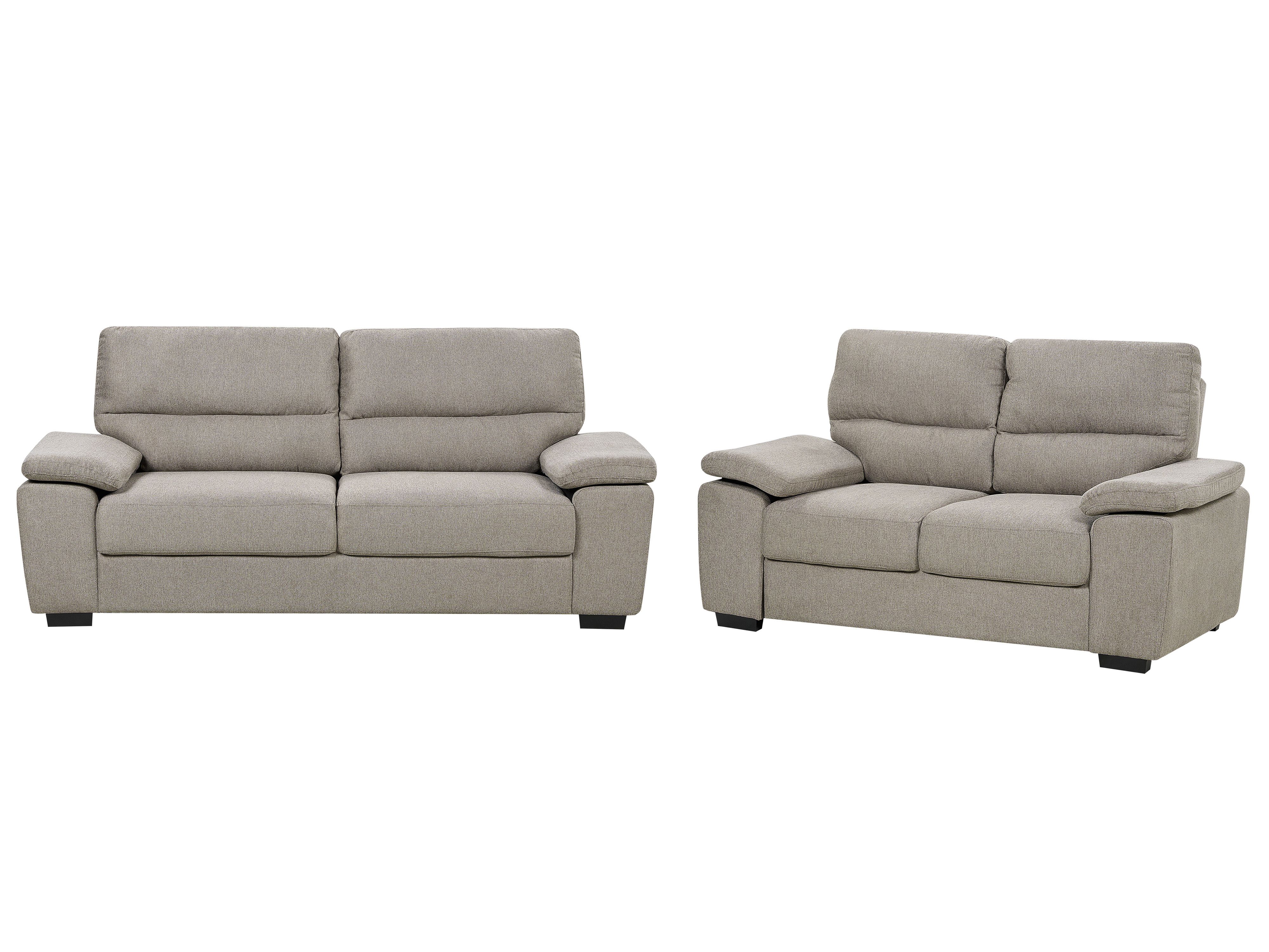 Living Room Set 5 Seater VOGAR Fabric Light Brown