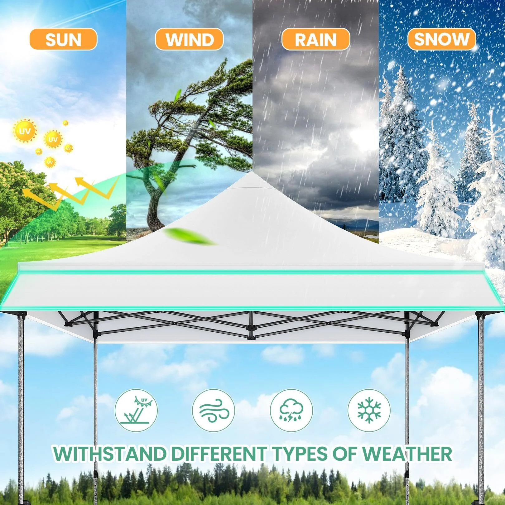 COBIZI 10x20 Pop Up Canopy Heavy Duty Party Tent with Removable Awning and Sidewalls,Easy Up Outdoor Wedding Canopy,Gazebo All Season Windproof&Waterproof with Roller Bag UPF 50+,Black - Image 17