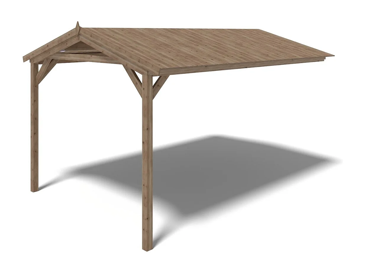 Avant-toit en bois 4x2.76m pour le chalet de jardin 4m, traité, marron - DOS194 - ALTANKA