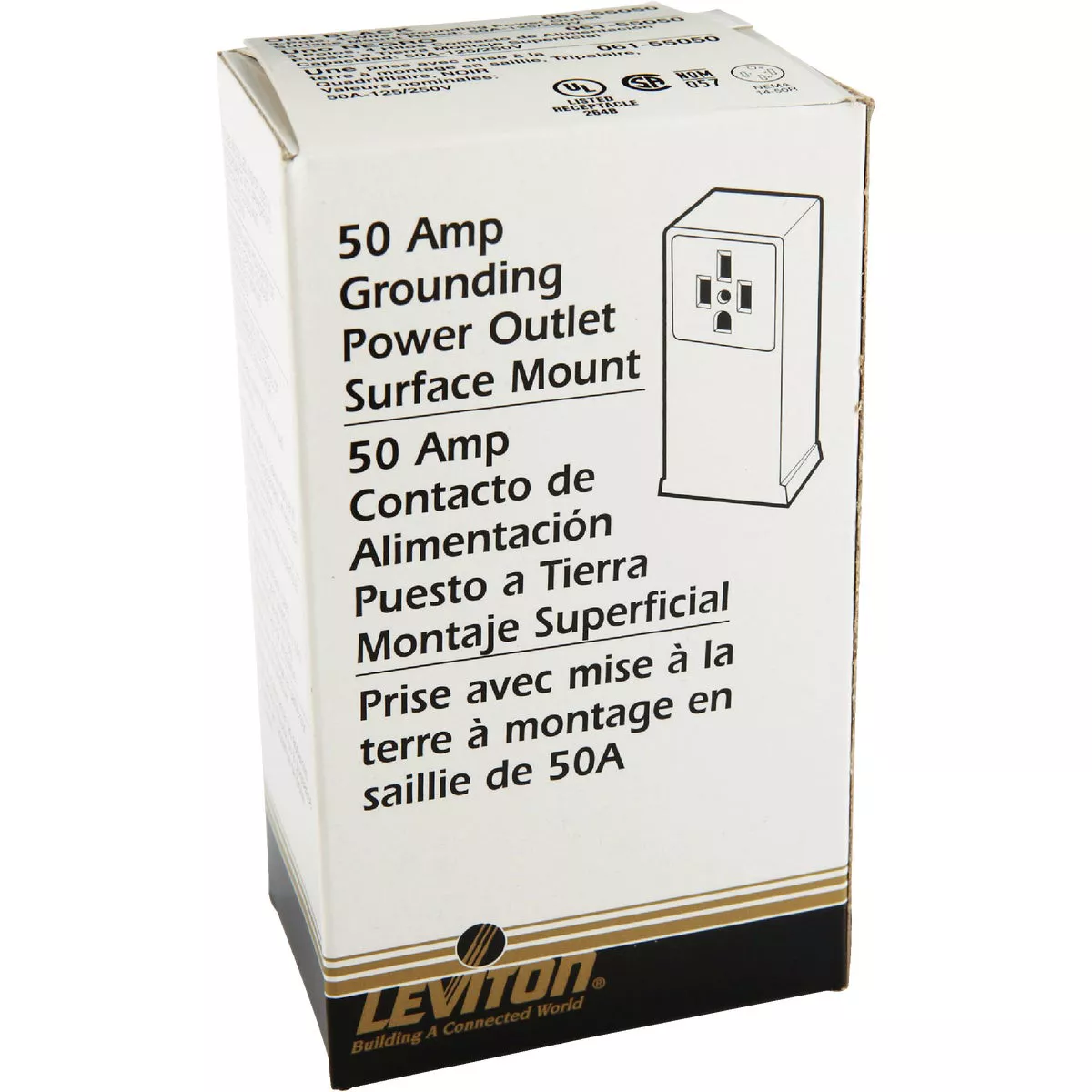 Leviton 50A Surface Mount Black 14-50R Grounding Range Power Outlet