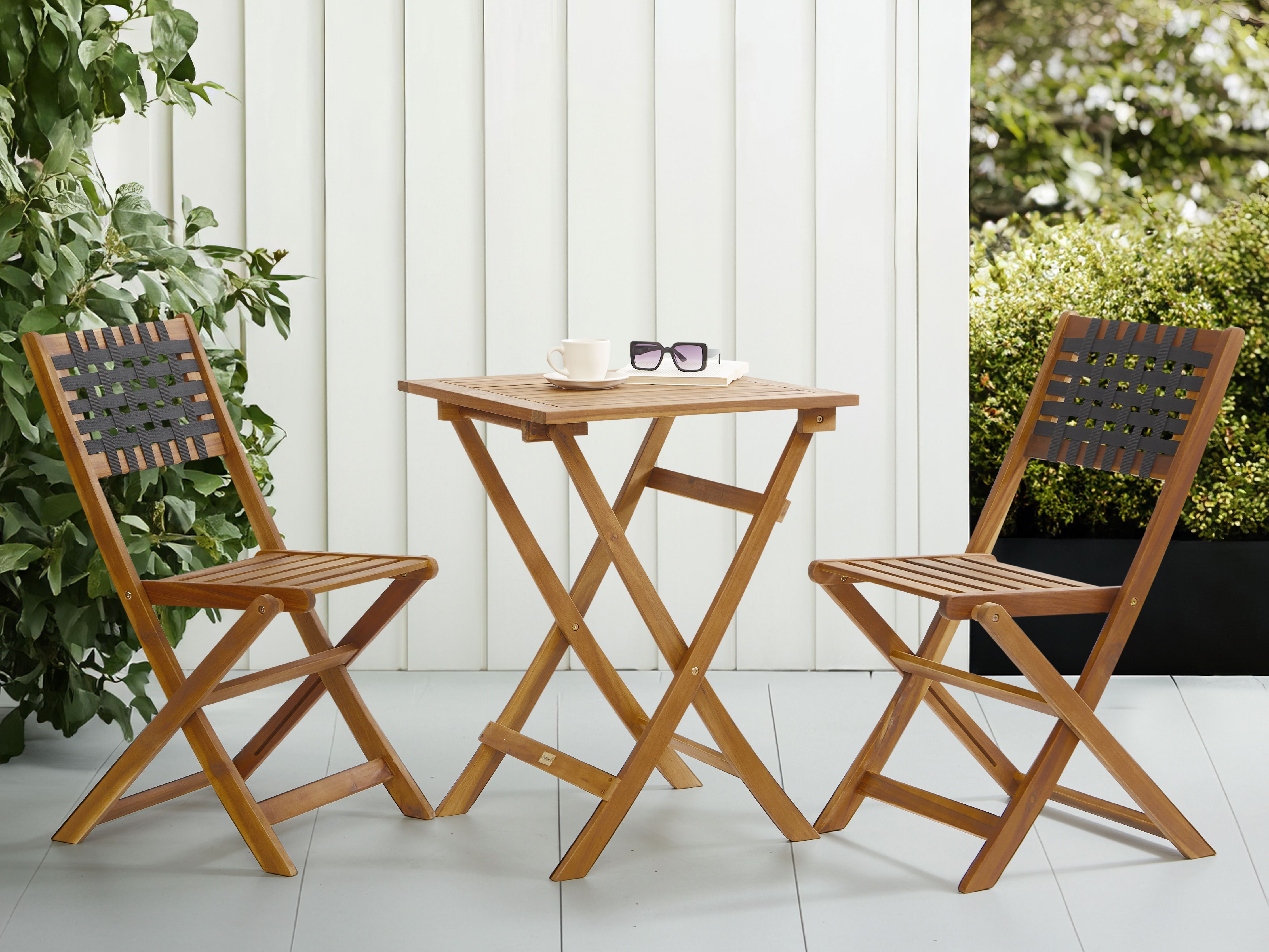 Bistro Set CONIOLO Acacia Wood Brown/ Black