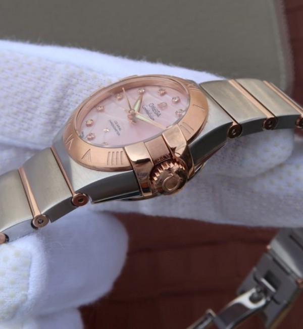 Replica Omega V6 Constellation 27mm RG Dial Diamonds Markers SS/RG Bracelet A8520 - Top club