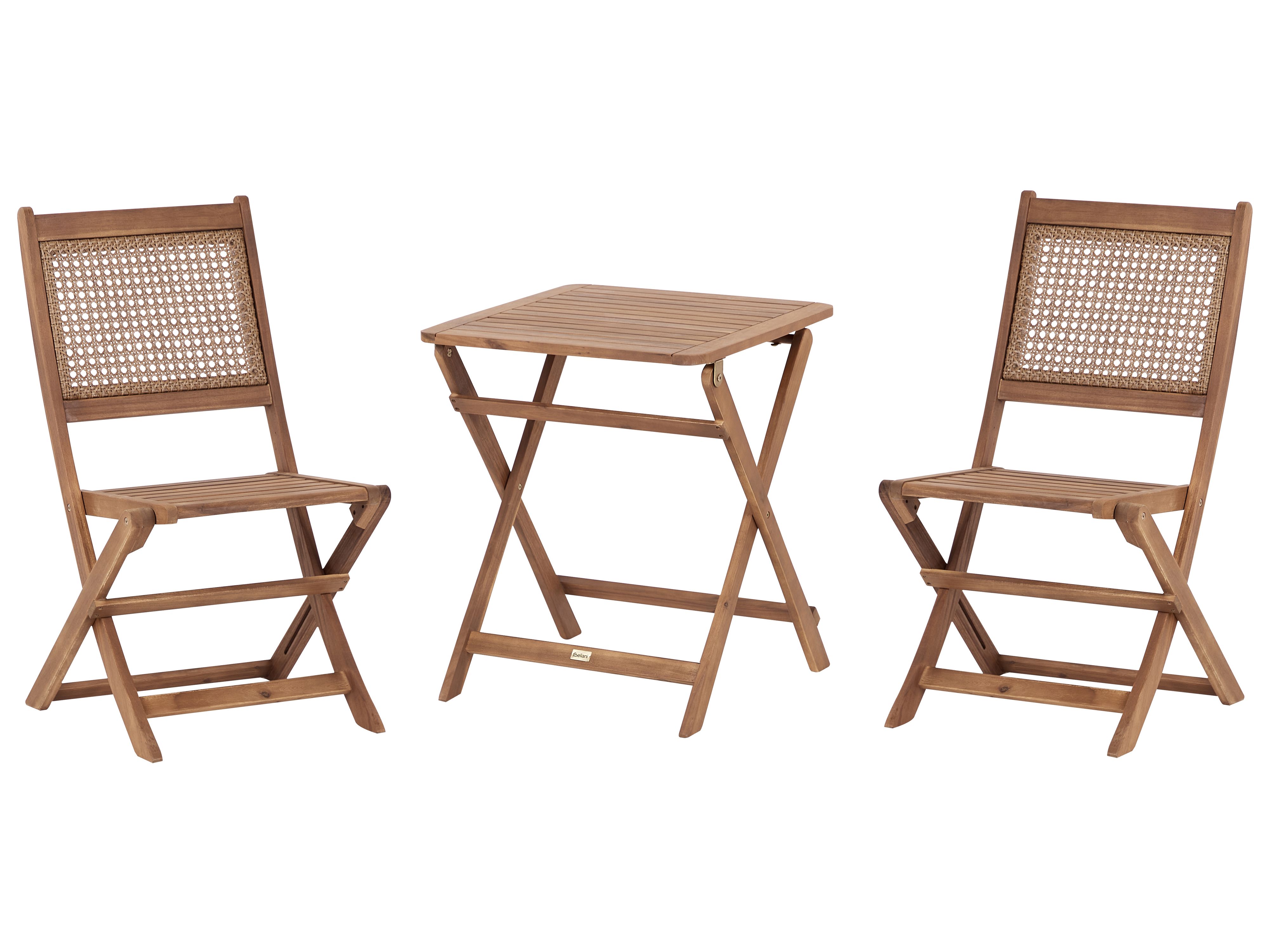 Bistro Set Folding PARAGGI Certified Acacia Wood Brown