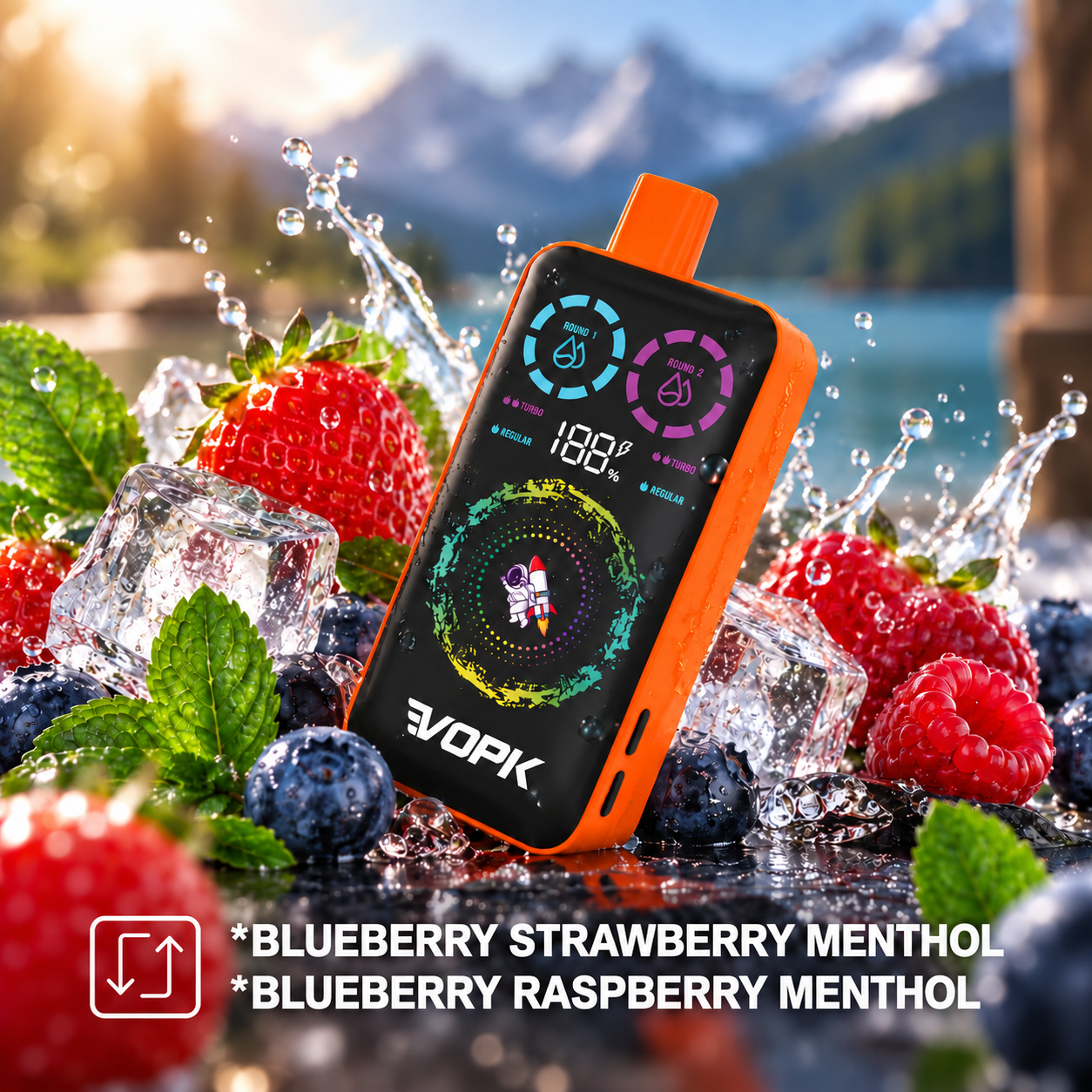 Borówka truskawka mentol & Borówka malina mentol – VOPK ULTRA 40 000 puffów, smak 2 w 1
